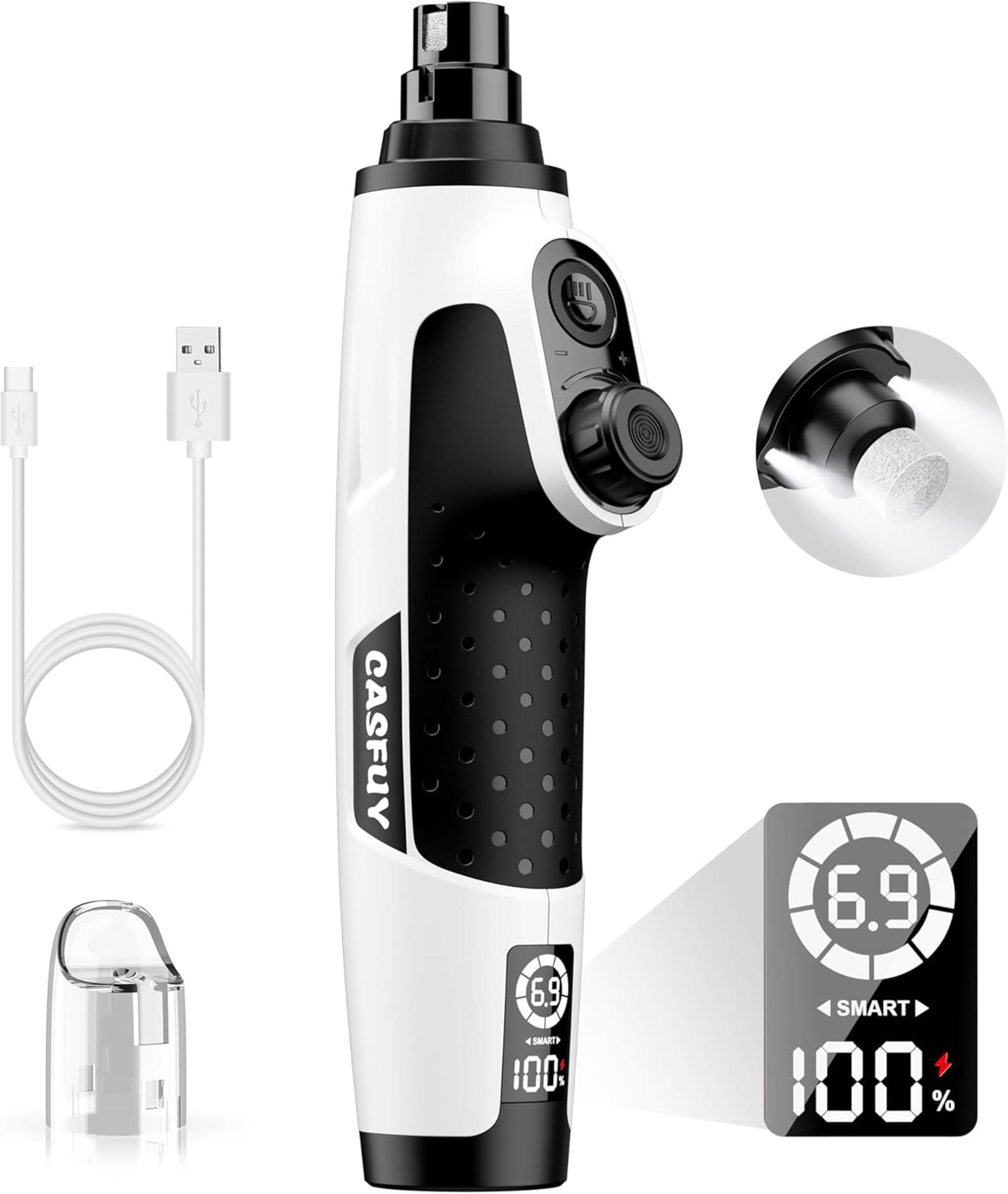 Smart 6-Speed Dog Nail Grinder with Dual LED Lights and 50% More Power
