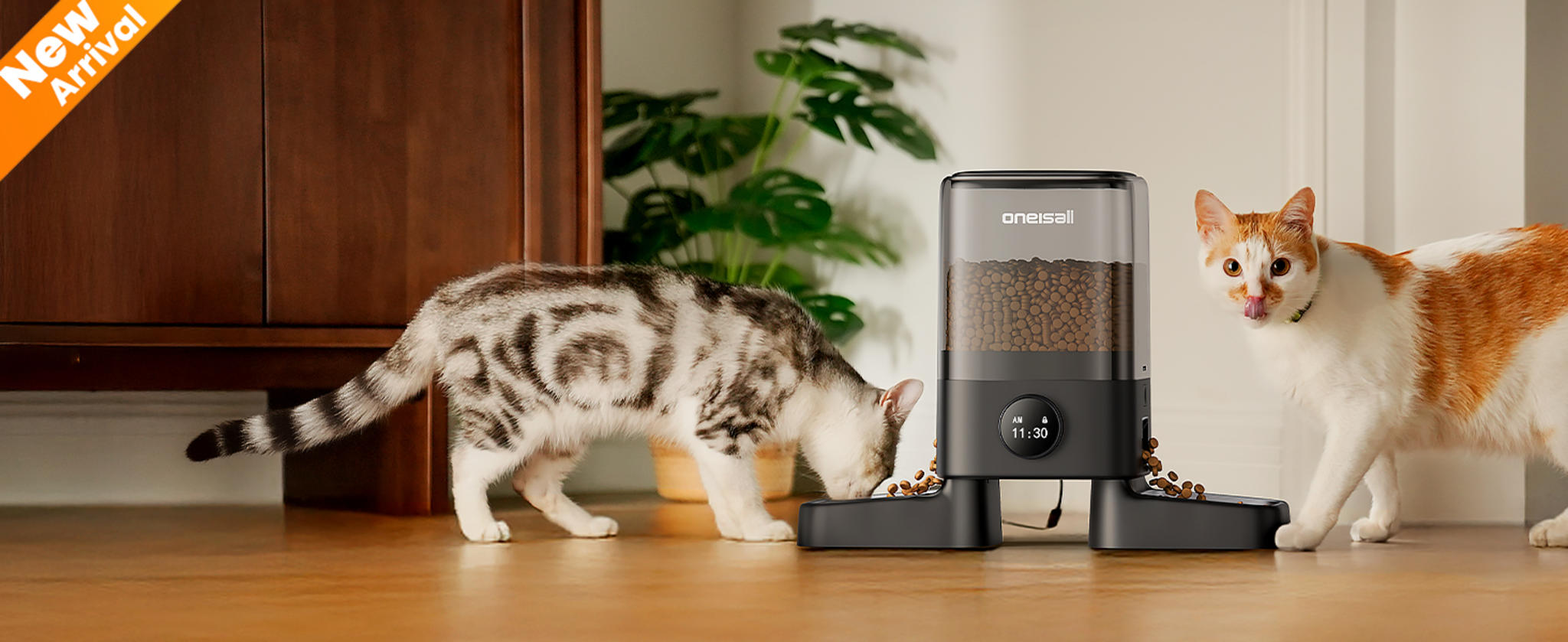 Automatic Cat Feeder for 2 Cats, 5L Timed Dry Food Dispenser with Dual Bowls and Voice Recorder image 22