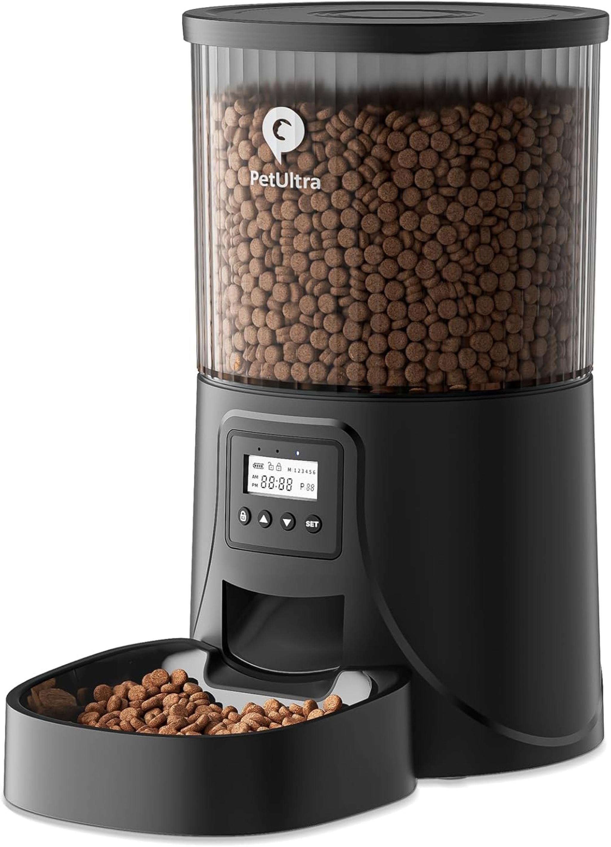 Automatic Cat Feeder, 4L Timed Pet Food Dispenser with Clog-Free Design and Dual Power