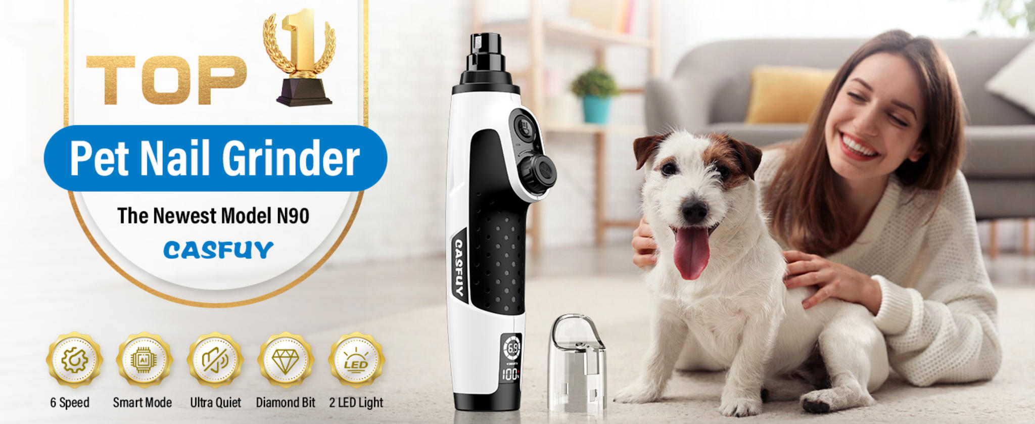 Smart 6-Speed Dog Nail Grinder with Dual LED Lights and 50% More Power image 9