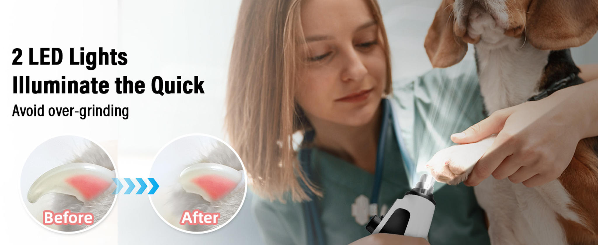 Smart 6-Speed Dog Nail Grinder with Dual LED Lights and 50% More Power image 13