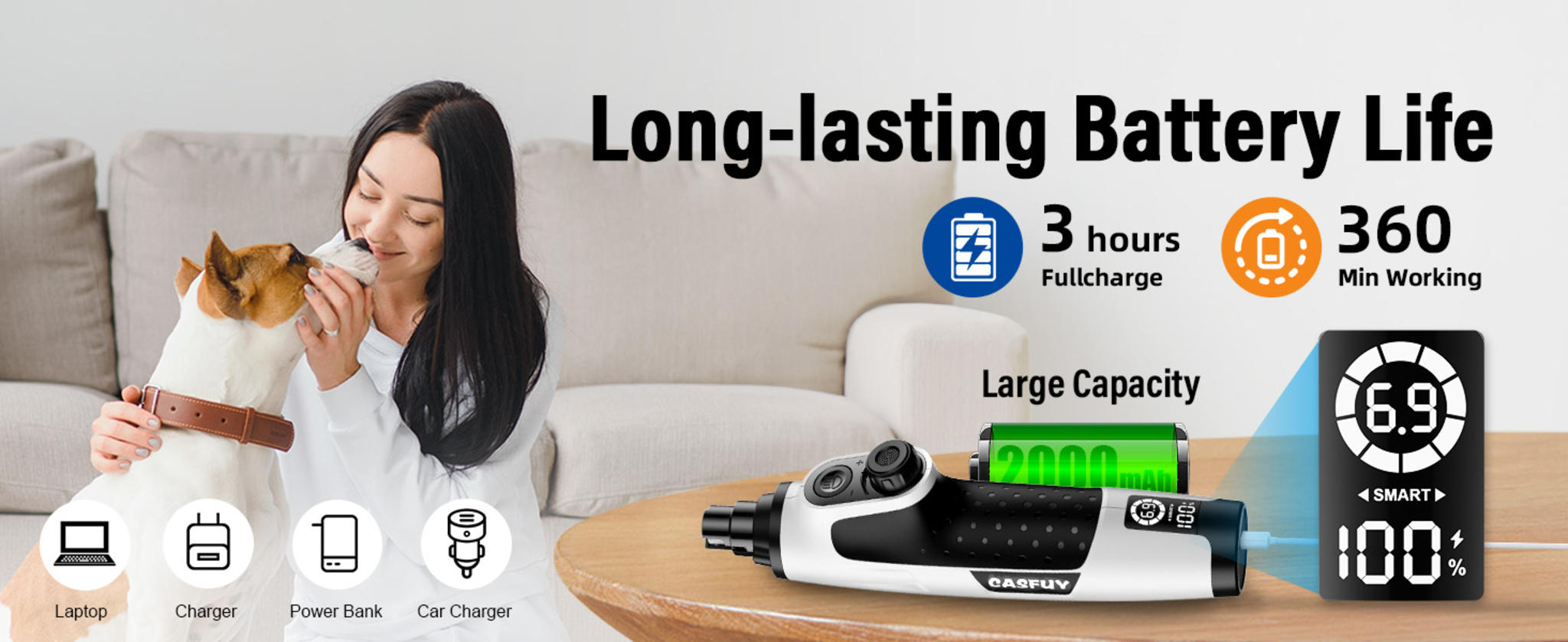 Smart 6-Speed Dog Nail Grinder with Dual LED Lights and 50% More Power image 15