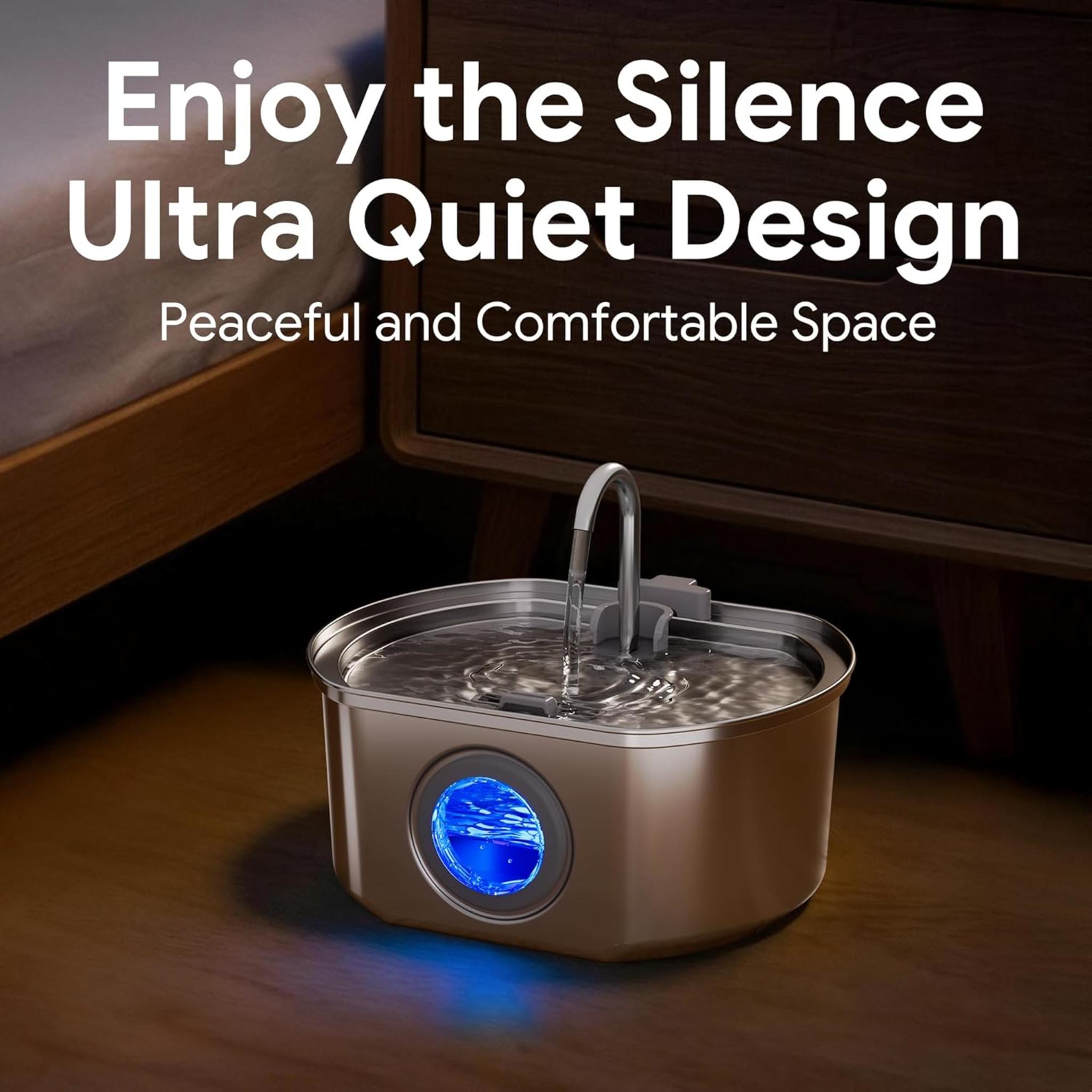 3.2L Stainless Steel Cat Water Fountain with Visible Water Level Window