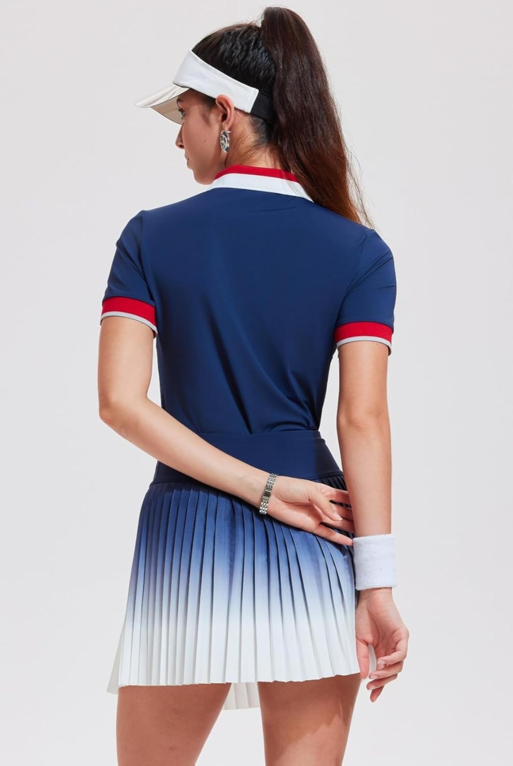 Women's 2-Piece Athletic Tennis Skirt and Golf Shirt Matching Set