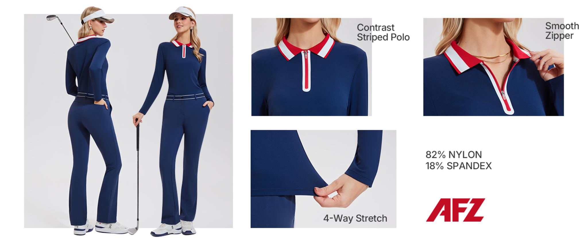 Women's 2-Piece Golf Outfit: Polo Shirt and Elastic Waist Pants Set image 10