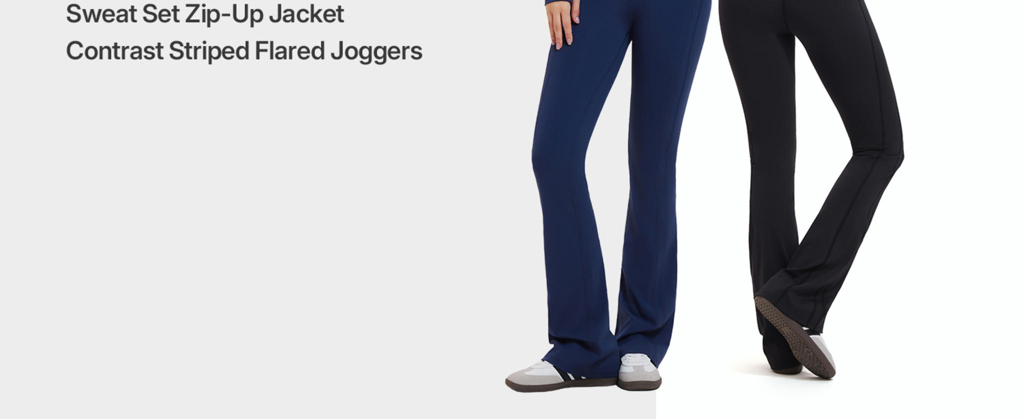 Women's Bodycon Two Piece Tracksuit Set with Contrast Striped Flared Joggers image 9