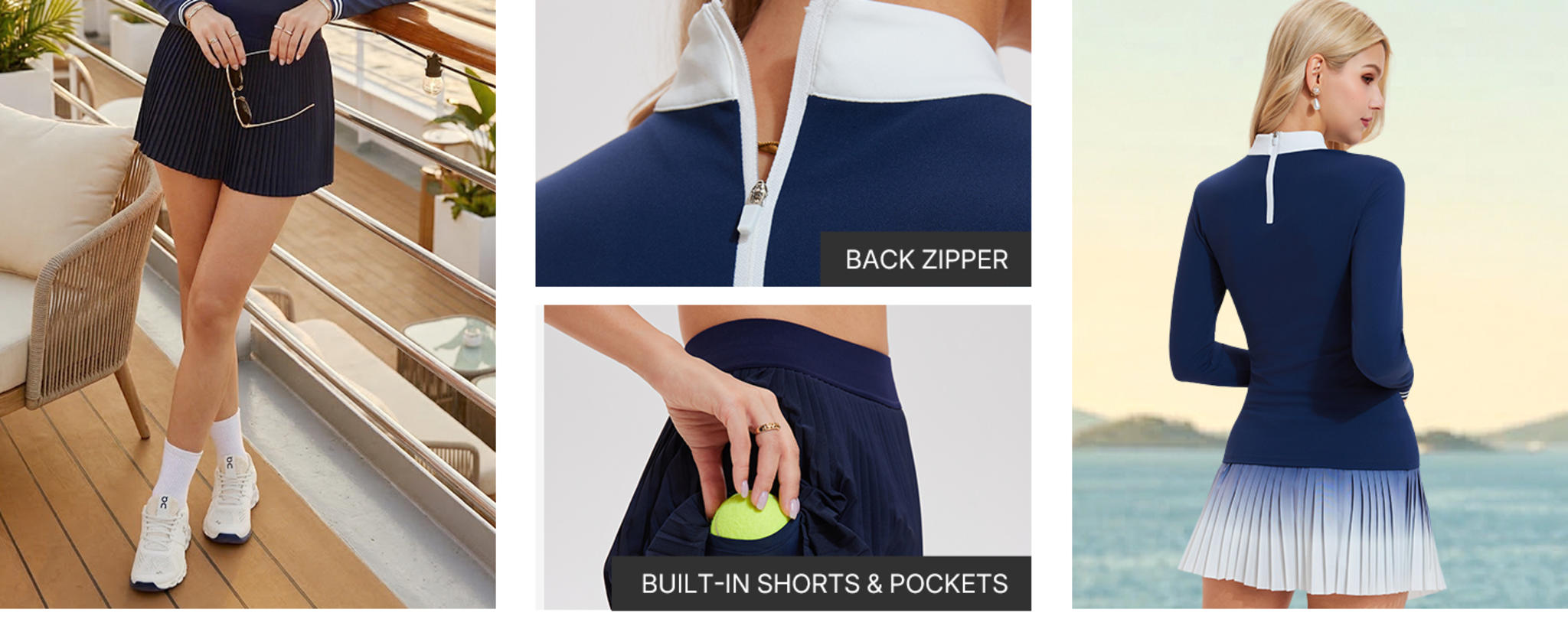 Women's High Waisted Pleated Tennis Skirt and Matching Golf Shirt Set image 9