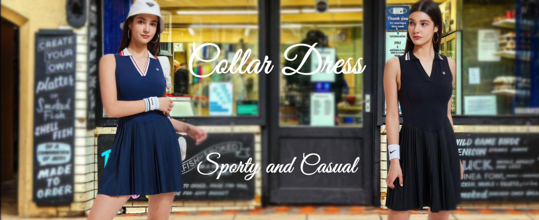 Women's Pleated Golf Polo Dress with Shorts - V Neck Athletic Outfit image 13