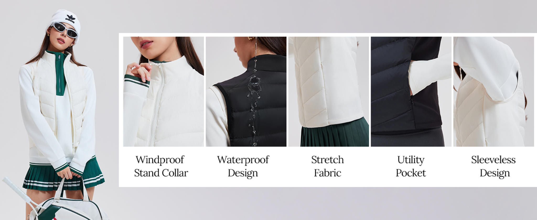 Women's Lightweight 800FP Winter Down Puffer Vest - Water Resistant Sleeveless Jacket image 9