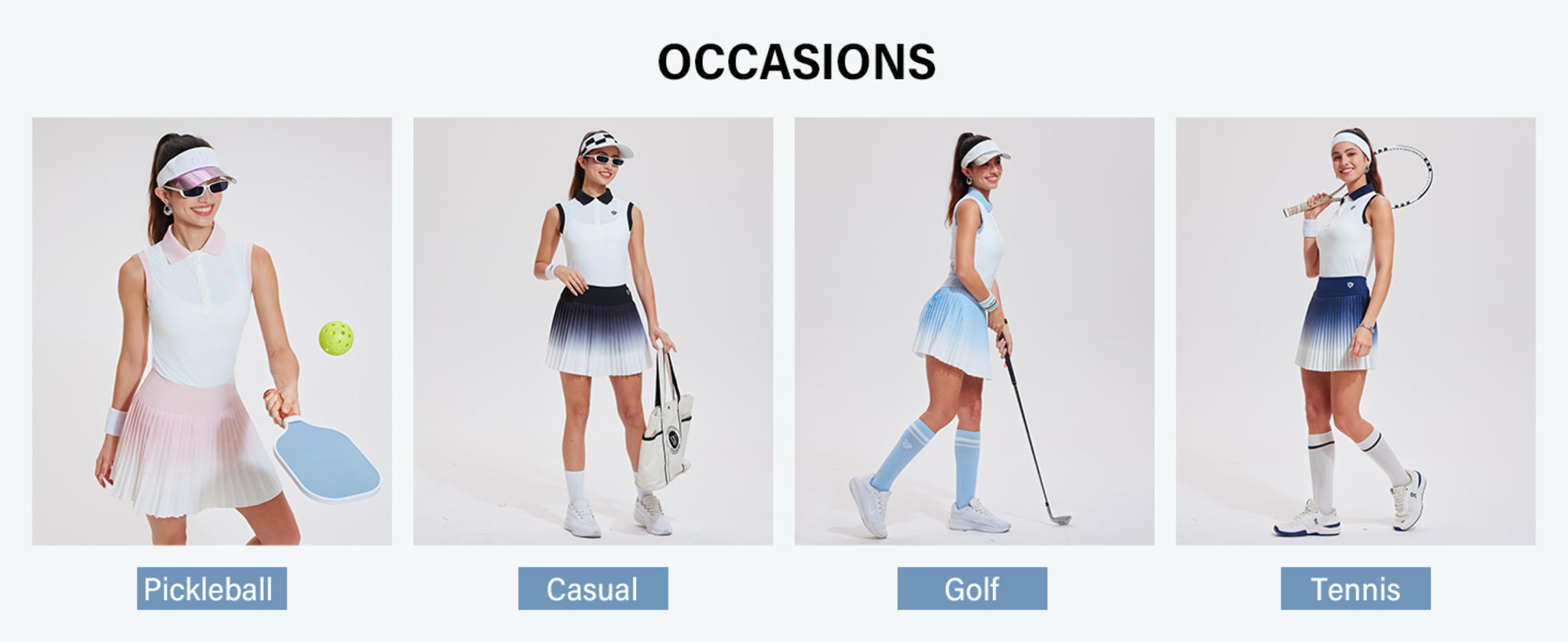Women's Two Piece Tennis Skirt Set - Sleeveless Ombre Pleated Pickleball Golf Outfit image 13