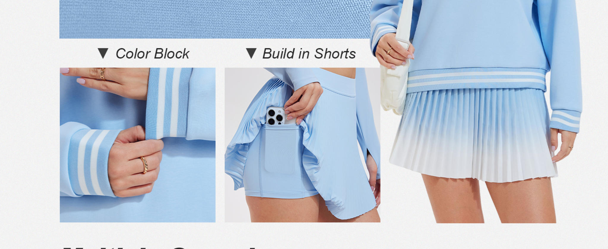 Women's 2 Piece Athletic Sweater and Tennis Skirt Set - Y2K Preppy Lounge Outfit image 11