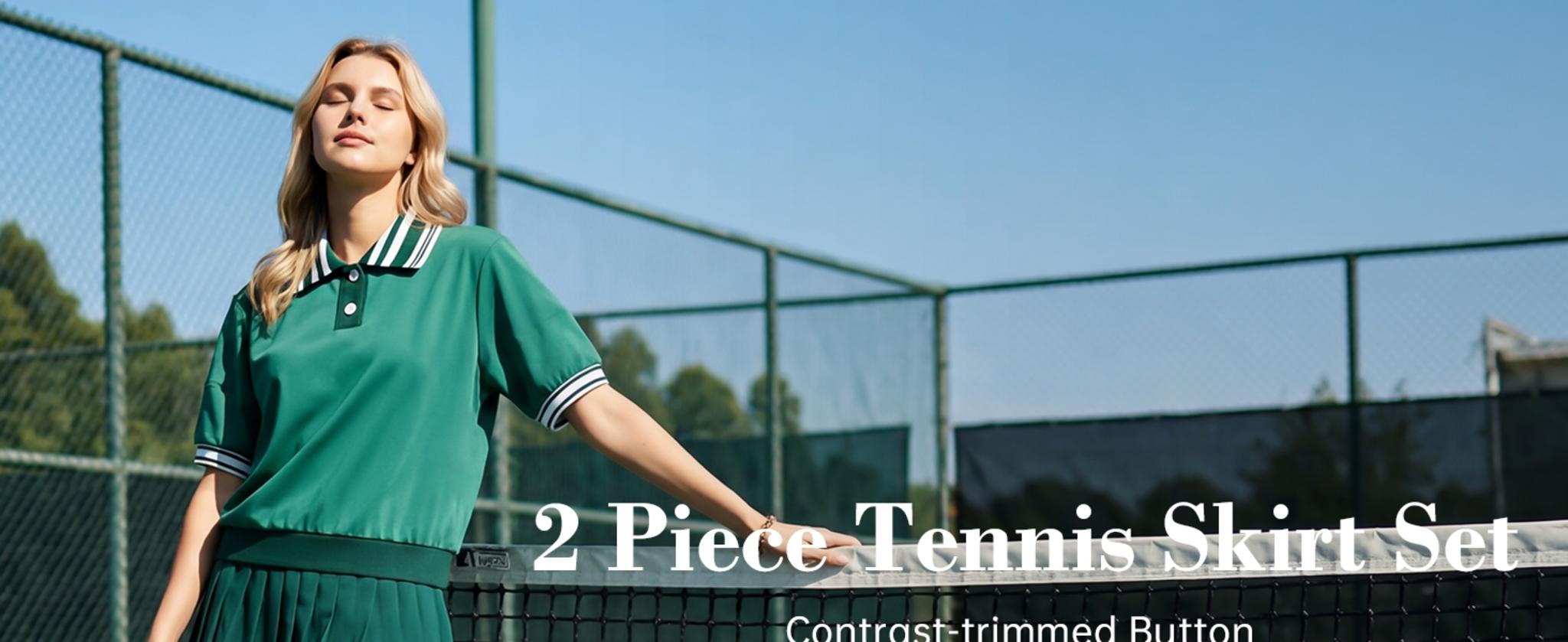 Women's Color-Block Ribbed Tennis Skirt Set - Athletic Golf Skort with Pockets image 8