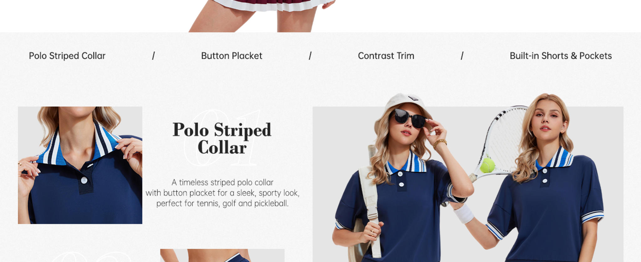 Women's Color-Block Ribbed Tennis Skirt Set - Athletic Golf Skort with Pockets image 12