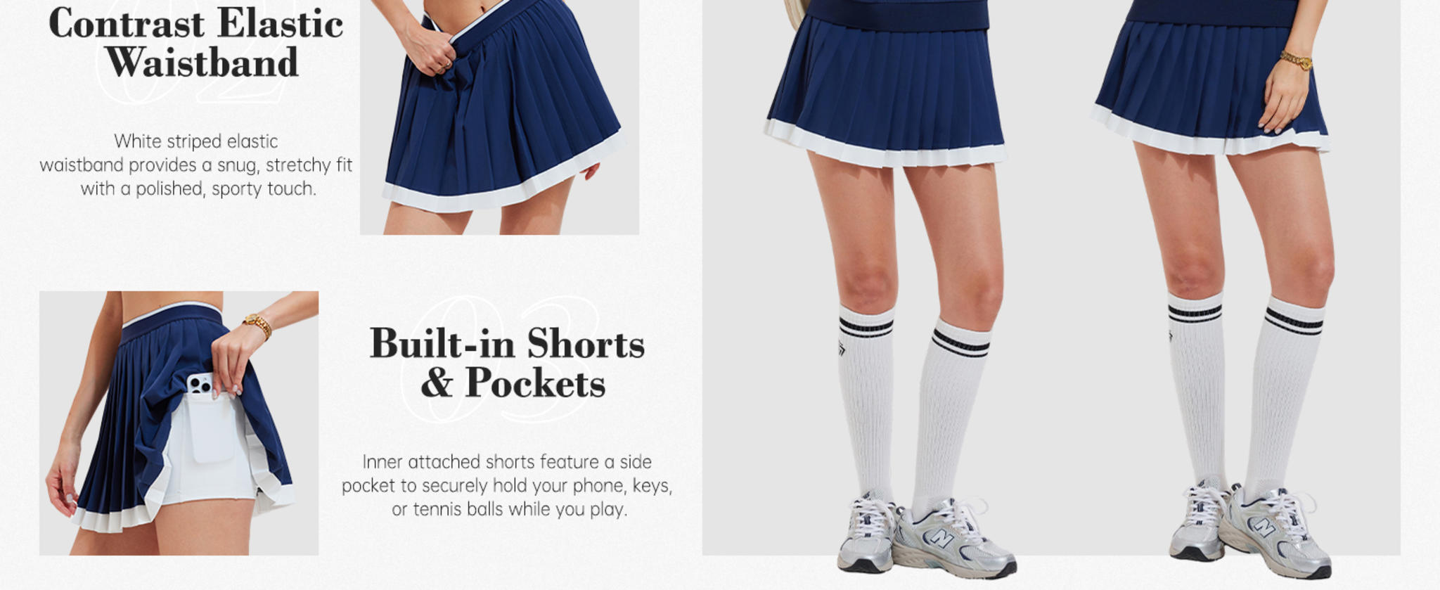 Women's Color-Block Ribbed Tennis Skirt Set - Athletic Golf Skort with Pockets image 13