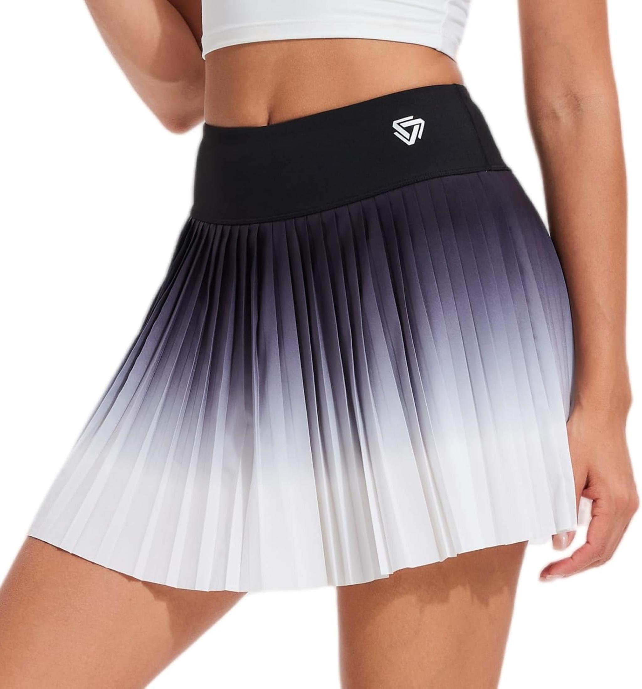 Women's Pleated Tennis Skirt with Pocket Shorts - High Waisted Athletic Skort for Golf and Pickleball
