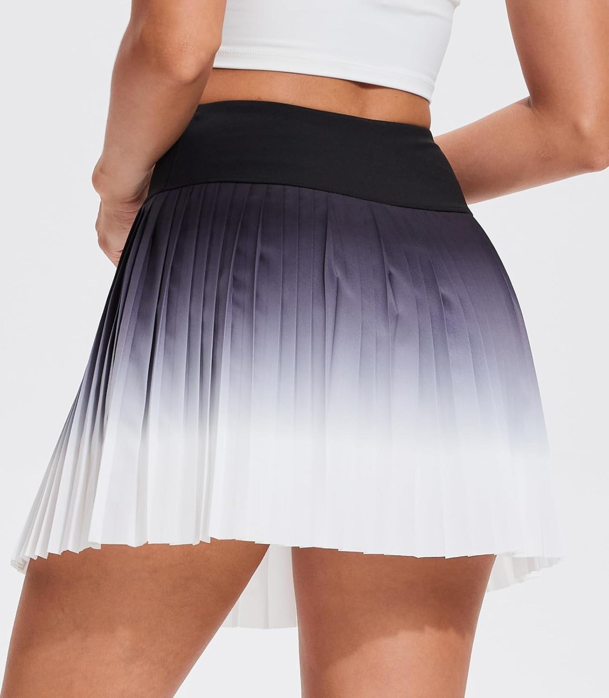 Women's High Waisted Pleated Athletic Skort with Built-in Shorts