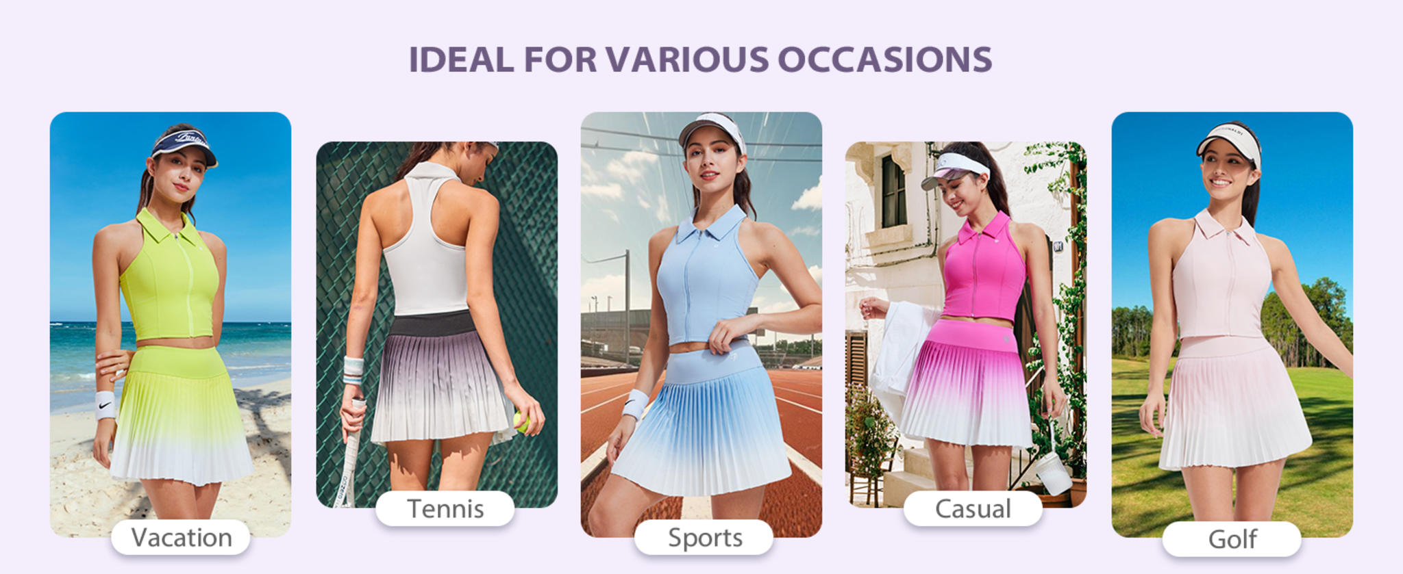 Women's High Waisted Pleated Athletic Skort with Built-in Shorts image 12