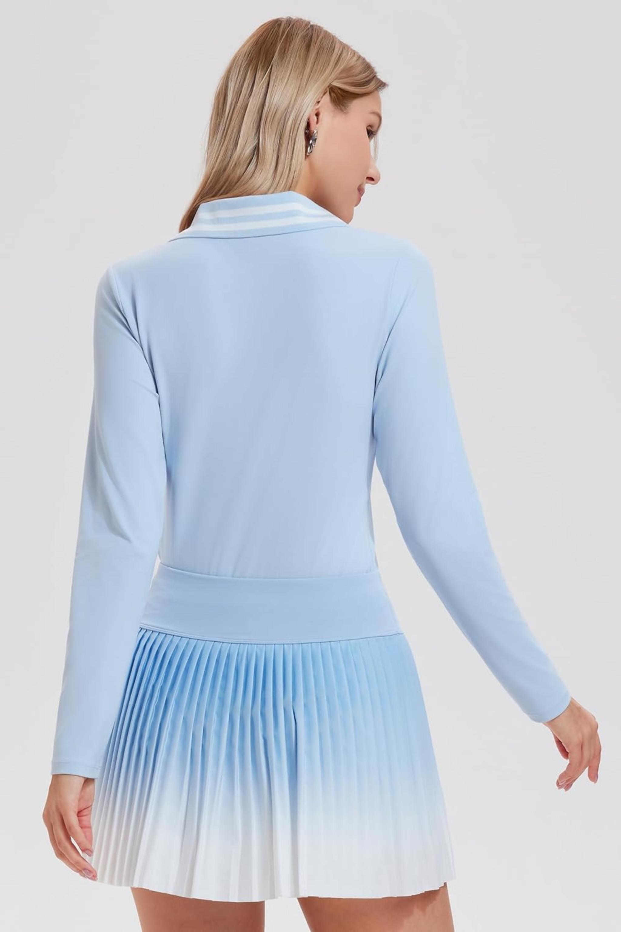 Women's 2 Piece Pleated Tennis and Pickleball Skirt Set with Polo Shirt