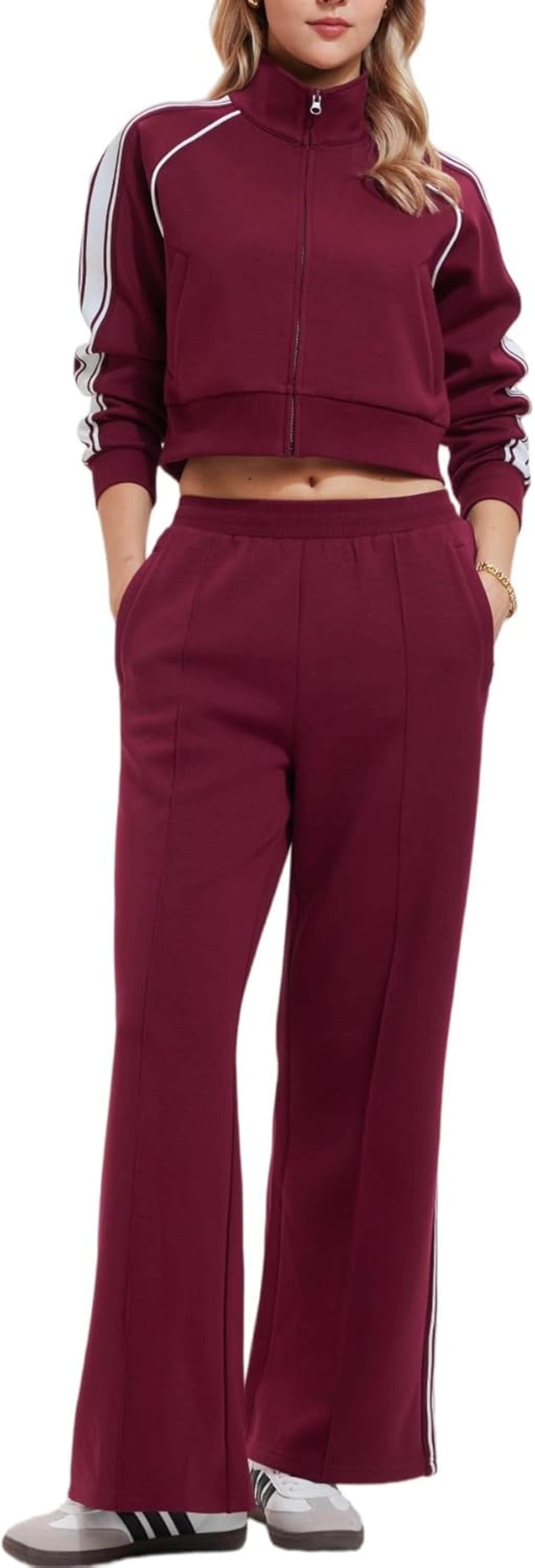 Women's Two Piece Tracksuit Full Zip Sweatshirt and Jogger Pants Set