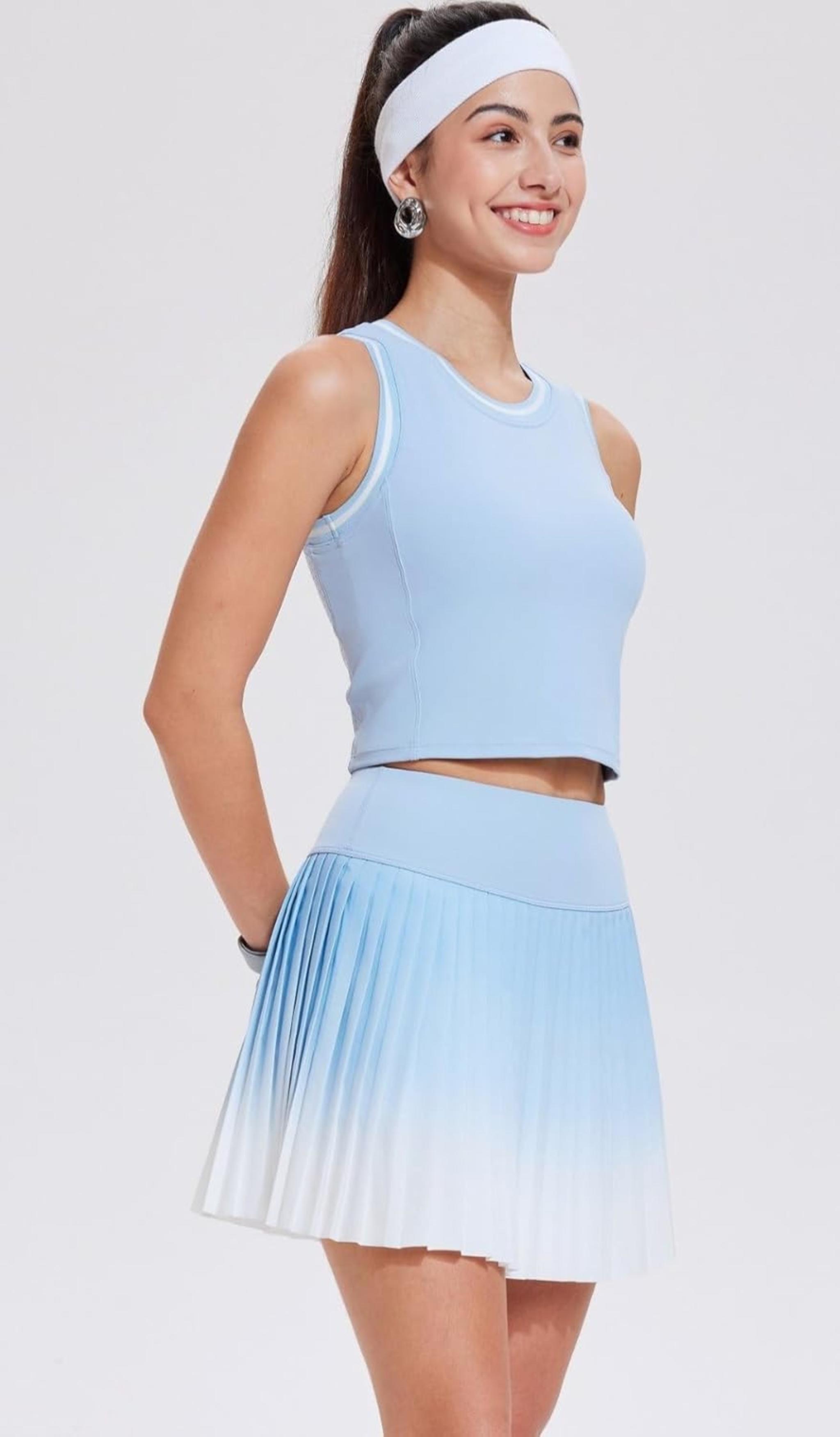 Women's Two-Piece Pleated Athletic Skirt Set for Tennis, Golf, and Pickleball