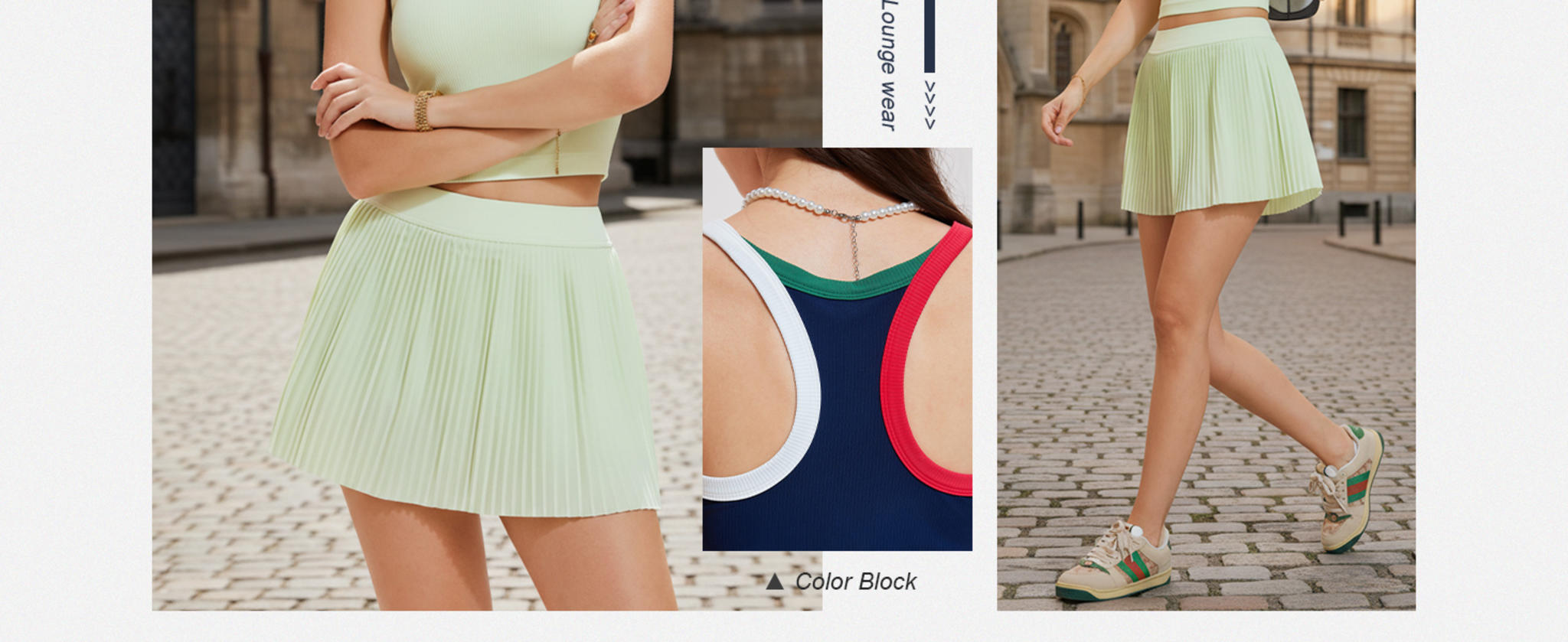 Women's 2 Piece Tennis Outfits - Racerback Padded Tank Top & Pleated Skirt Set image 9