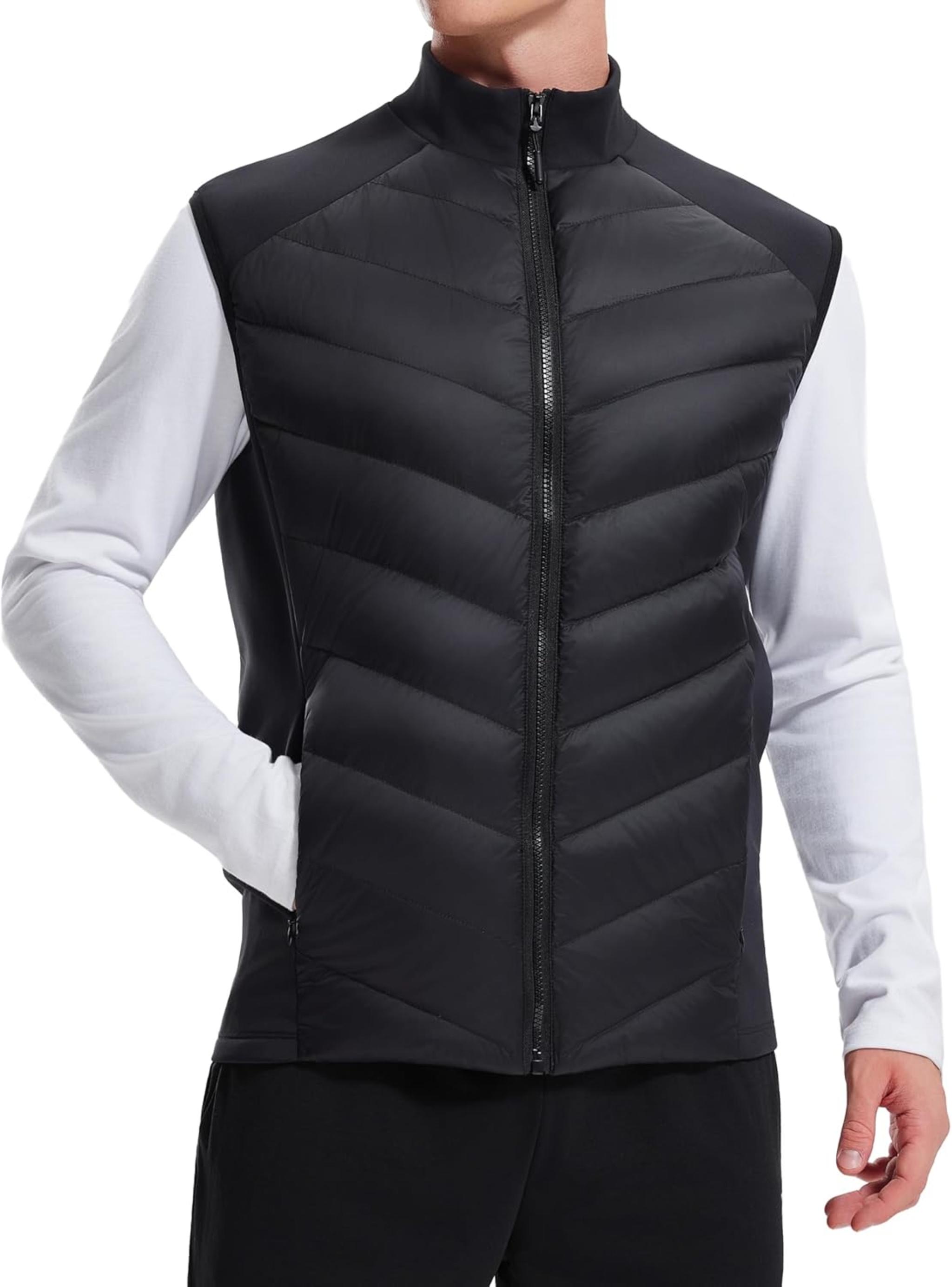 Men's Lightweight 800FP Winter Down Puffer Vest - Water Resistant Sleeveless Quilted Jacket