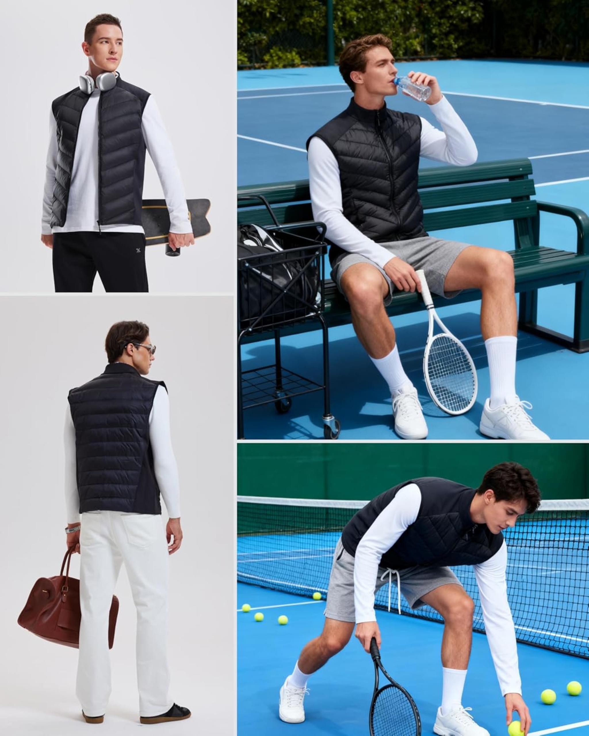 Men's Lightweight 800FP Winter Down Puffer Vest - Water Resistant Sleeveless Quilted Jacket