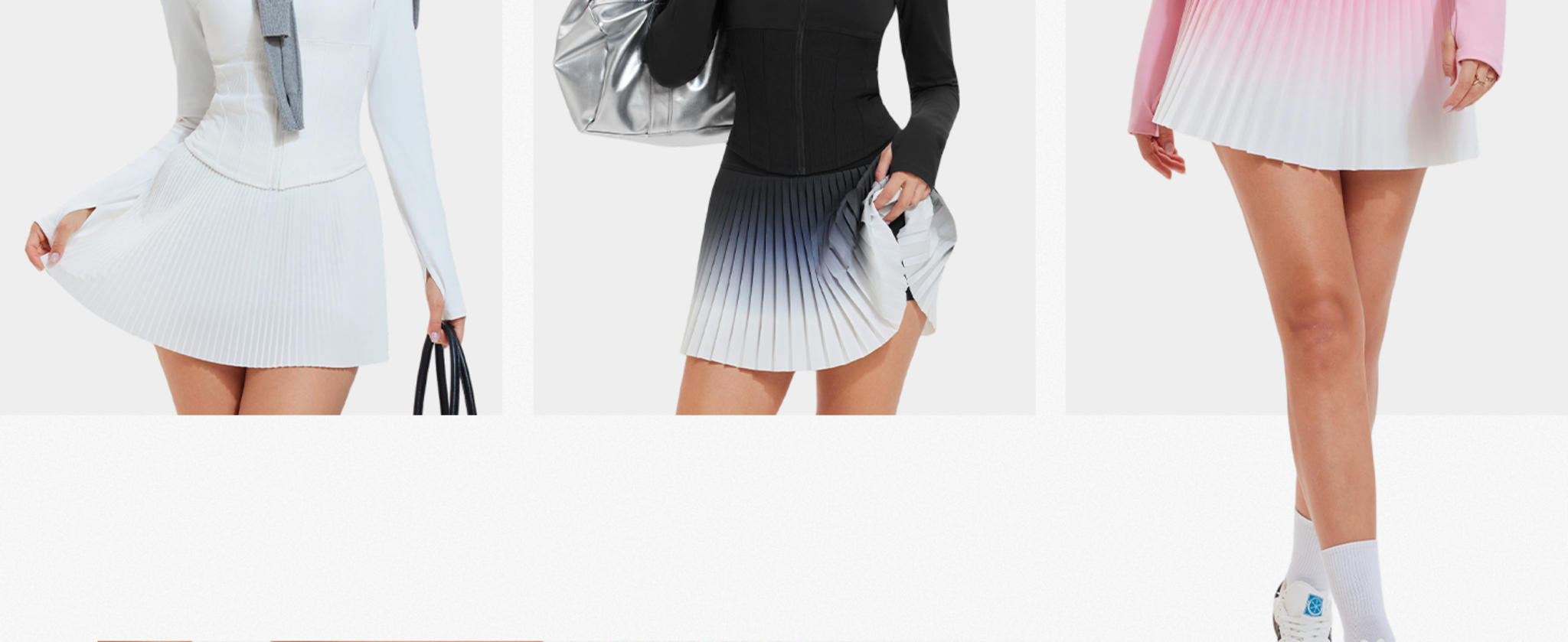Women's Two Piece Tennis Skirts Set - Long Sleeve Zip Up Jacket and Pleated Skirt image 12
