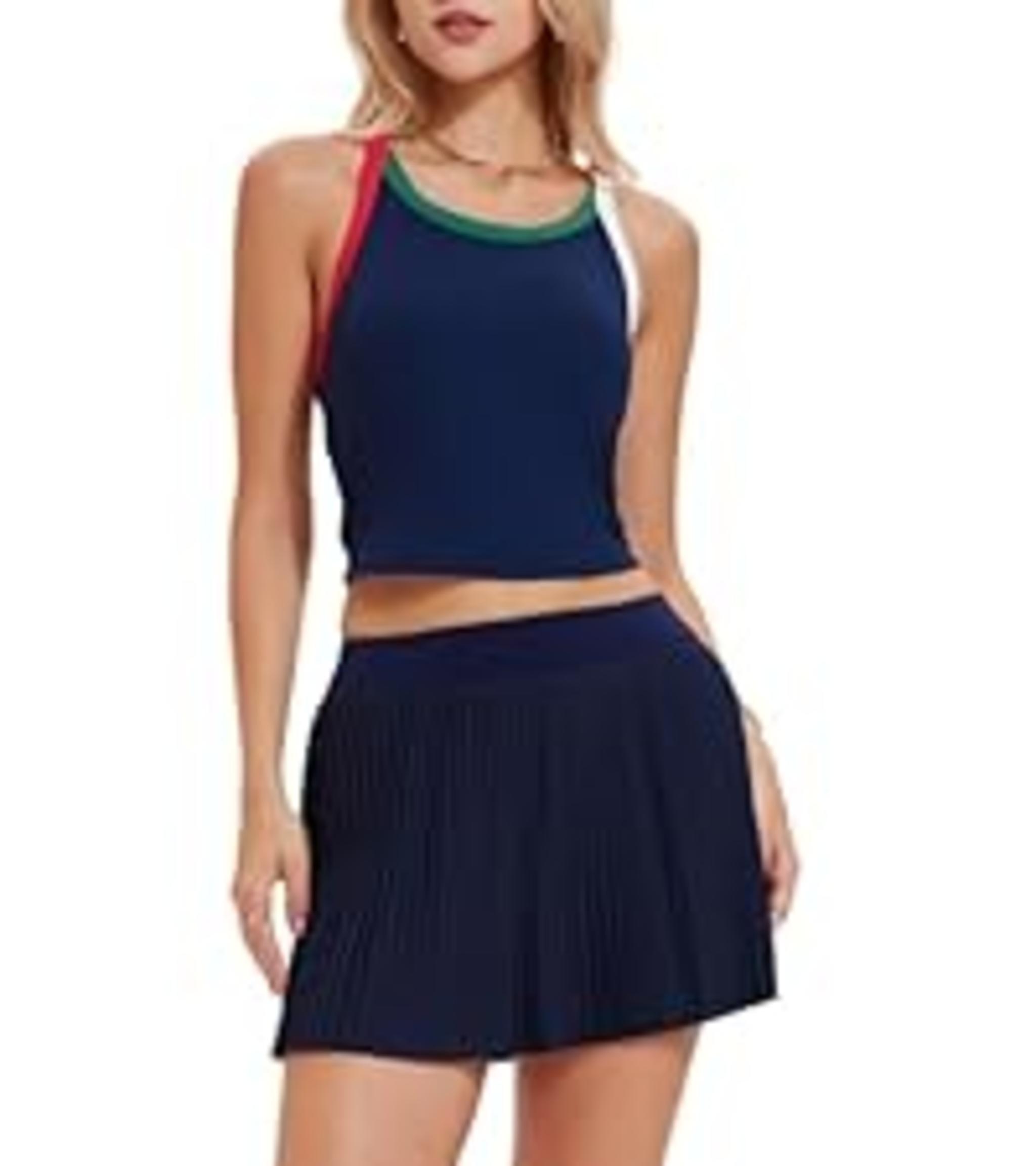 High Waisted Pleated Athletic Skort with Built-in Shorts and Pockets image 17