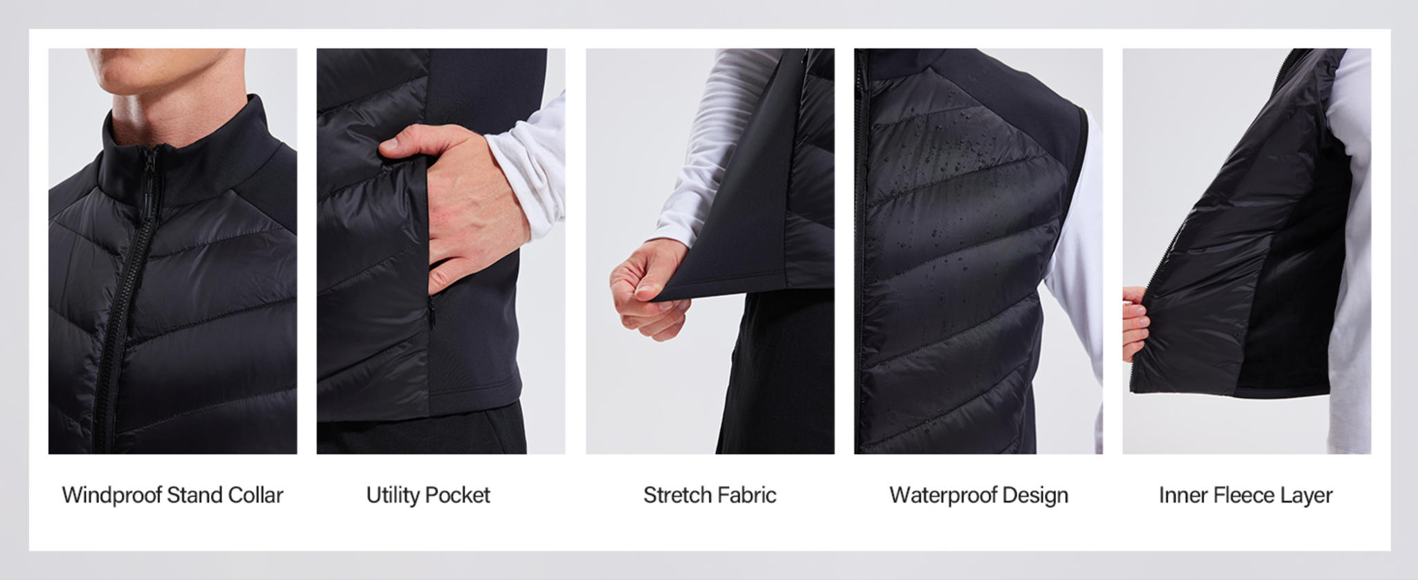 Men's Lightweight 800FP Winter Down Puffer Vest - Water Resistant Sleeveless Jacket image 9