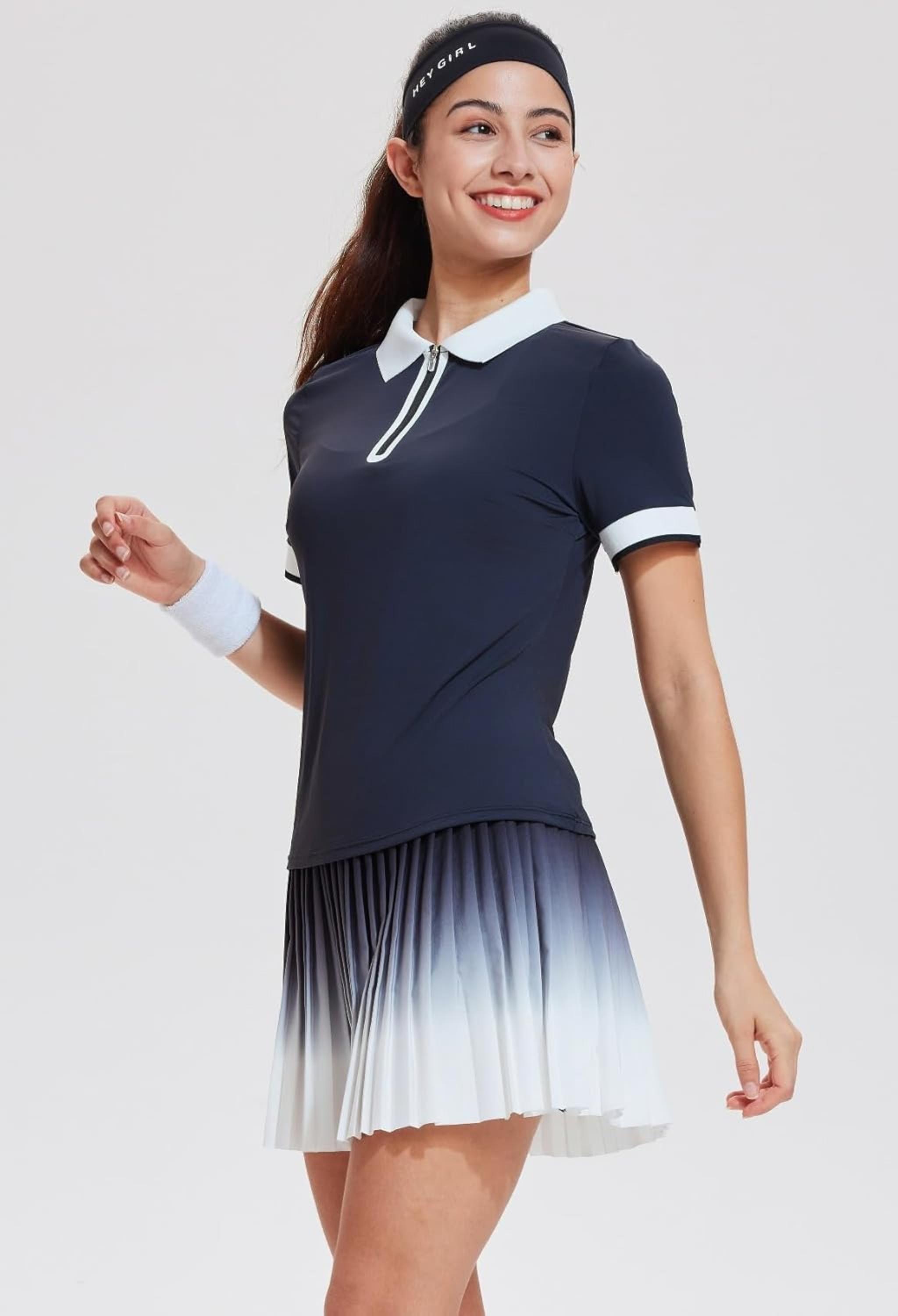 Women's Athletic 2-Piece Tennis Skirt and Polo Shirt Set