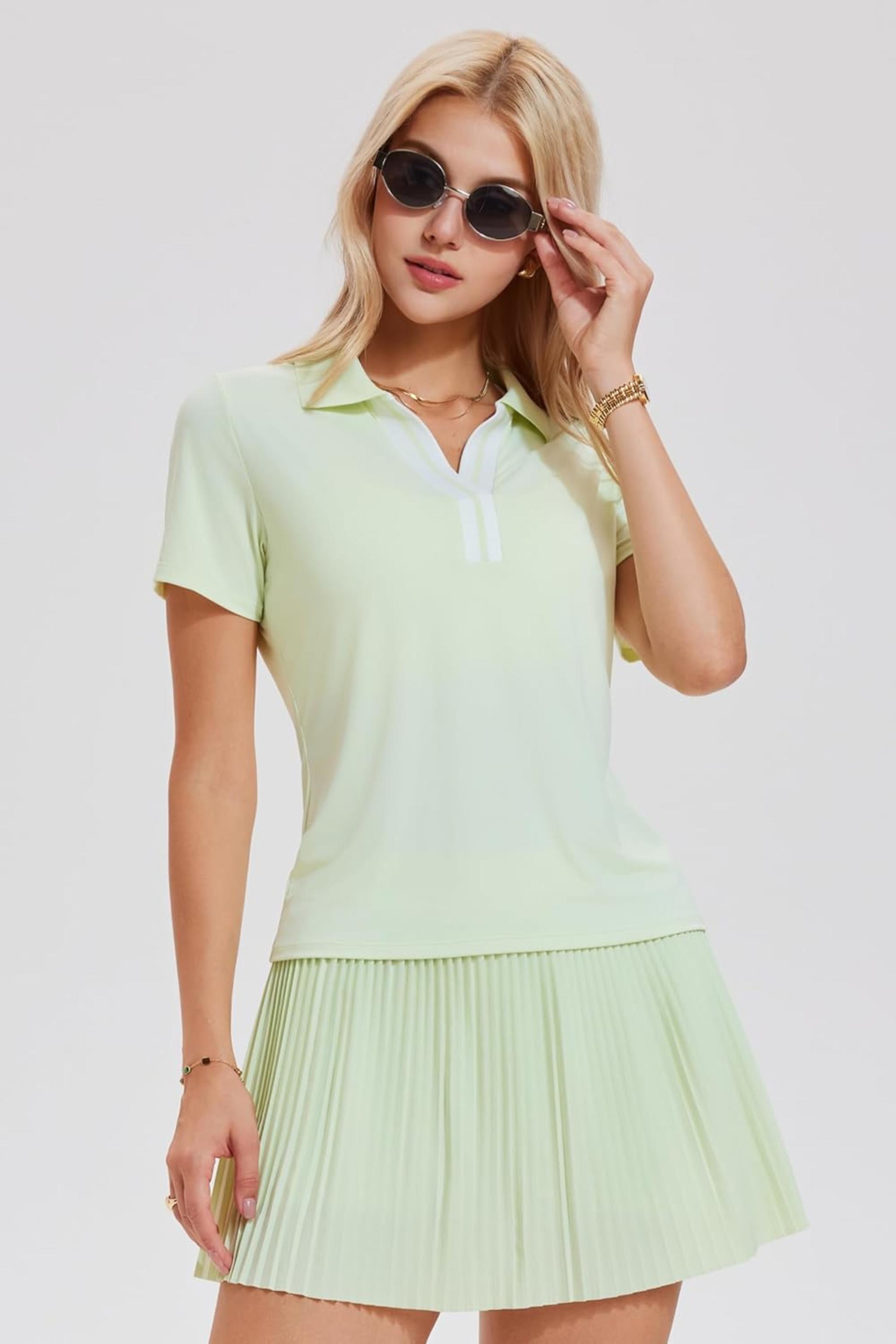 Women's 2 Piece Tennis Skirt Set - Pleated Pickleball Outfits with Polo Shirt