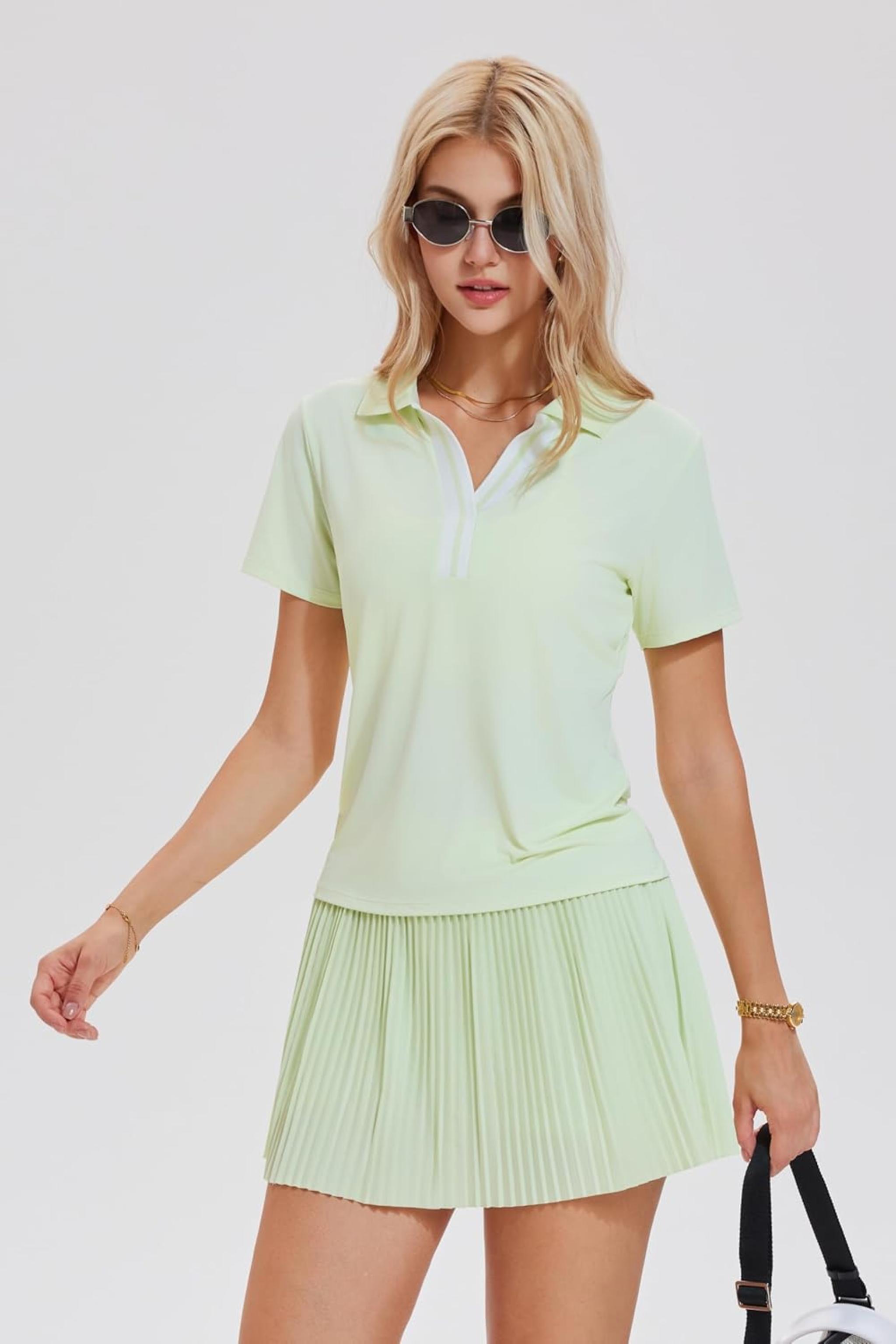 Women's 2 Piece Tennis Skirt Set - Pleated Pickleball Outfits with Polo Shirt