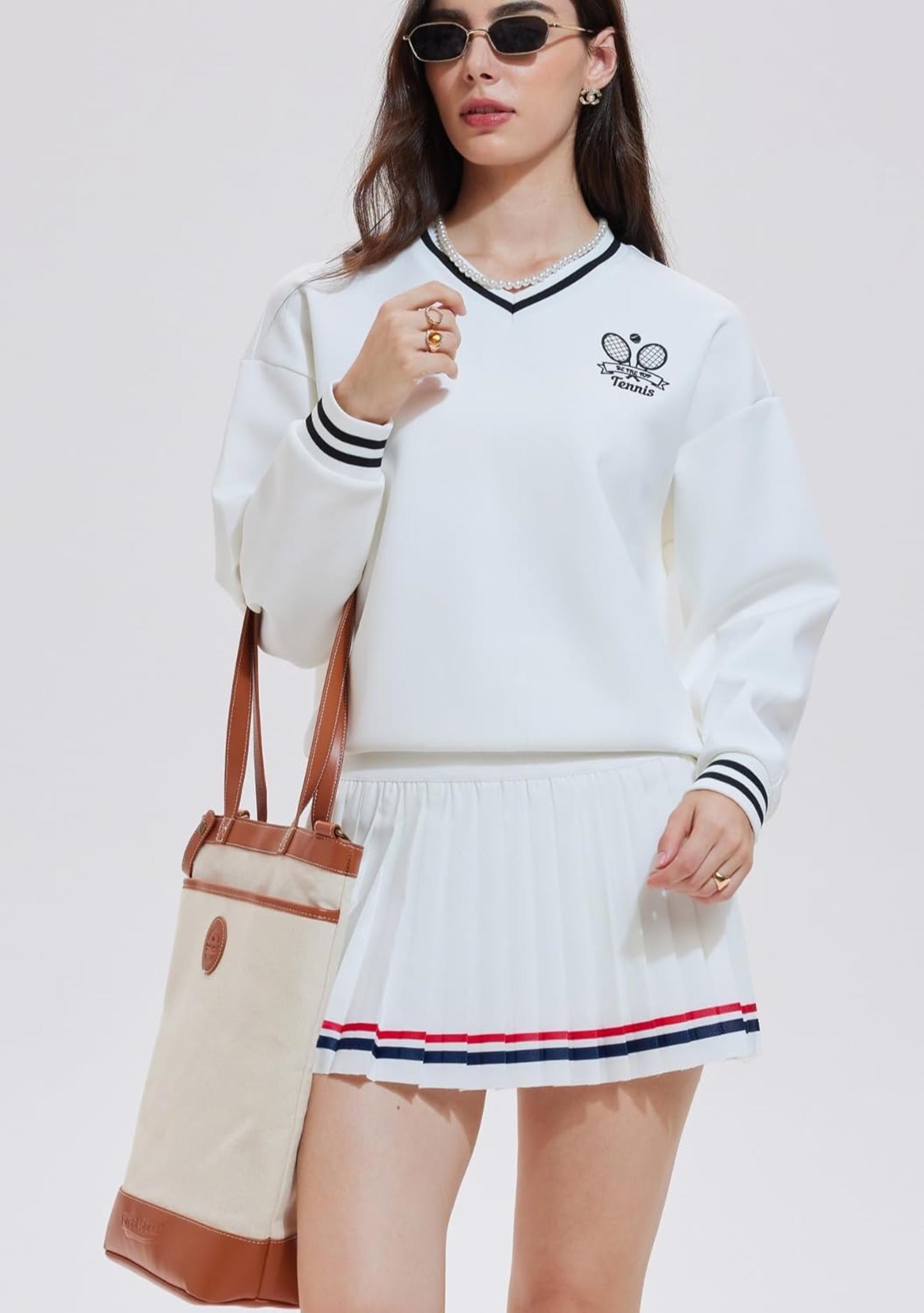 Women's V Neck Loose Fit Soft Long Sleeve Pullover Sweatshirt