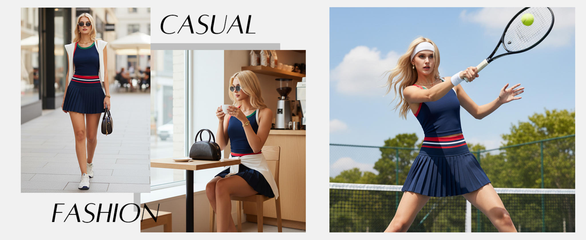 Women's Two Piece High Waisted Athletic Tennis and Golf Skirt Set image 10