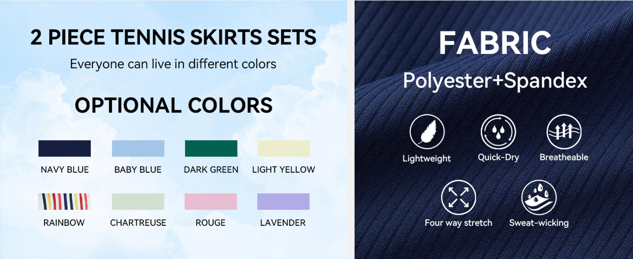 Women's Two Piece High Waisted Athletic Tennis and Golf Skirt Set image 16