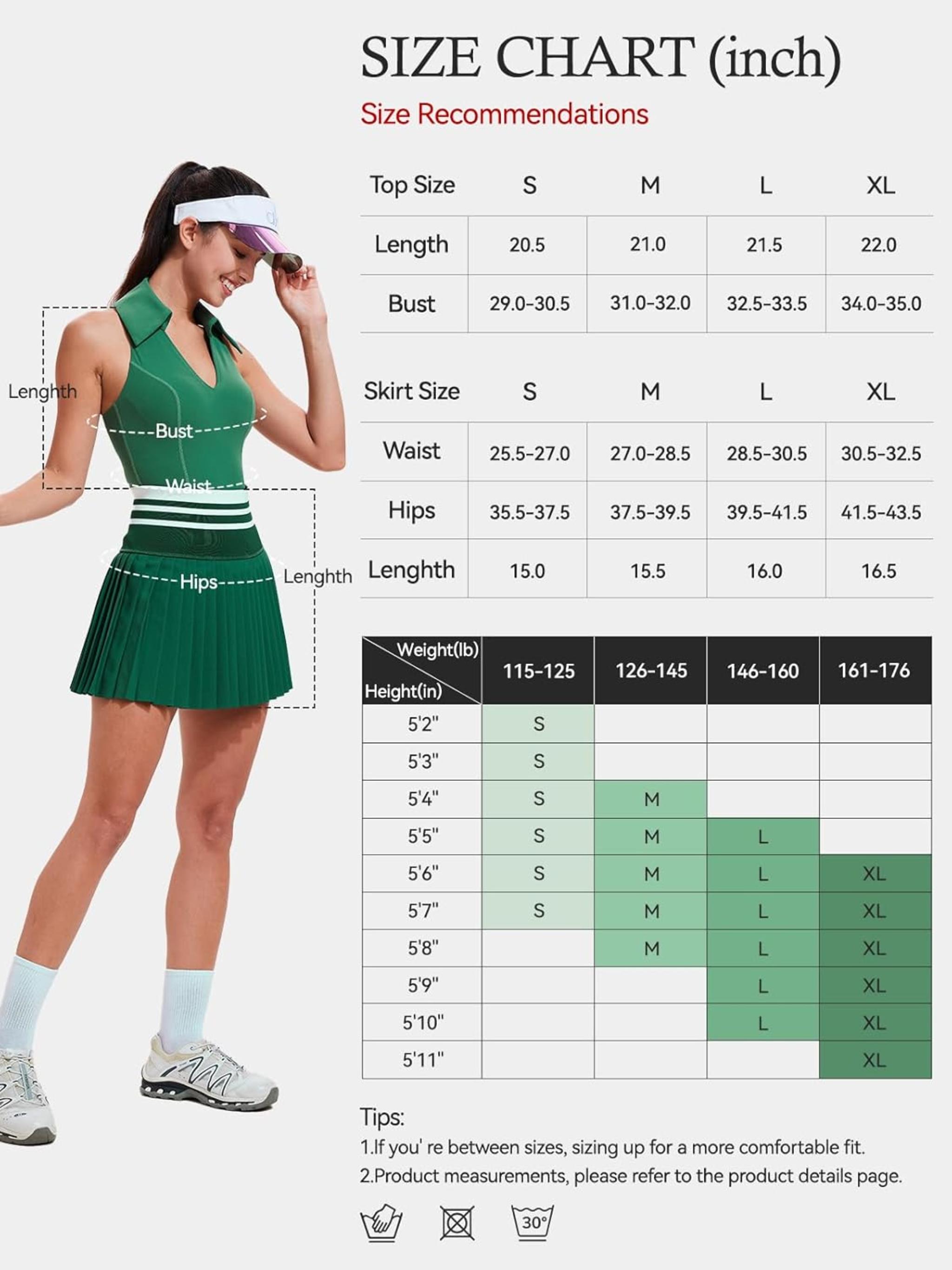 Women's Two Piece Tennis Skirt Set - Racerback Color Block Golf Outfit