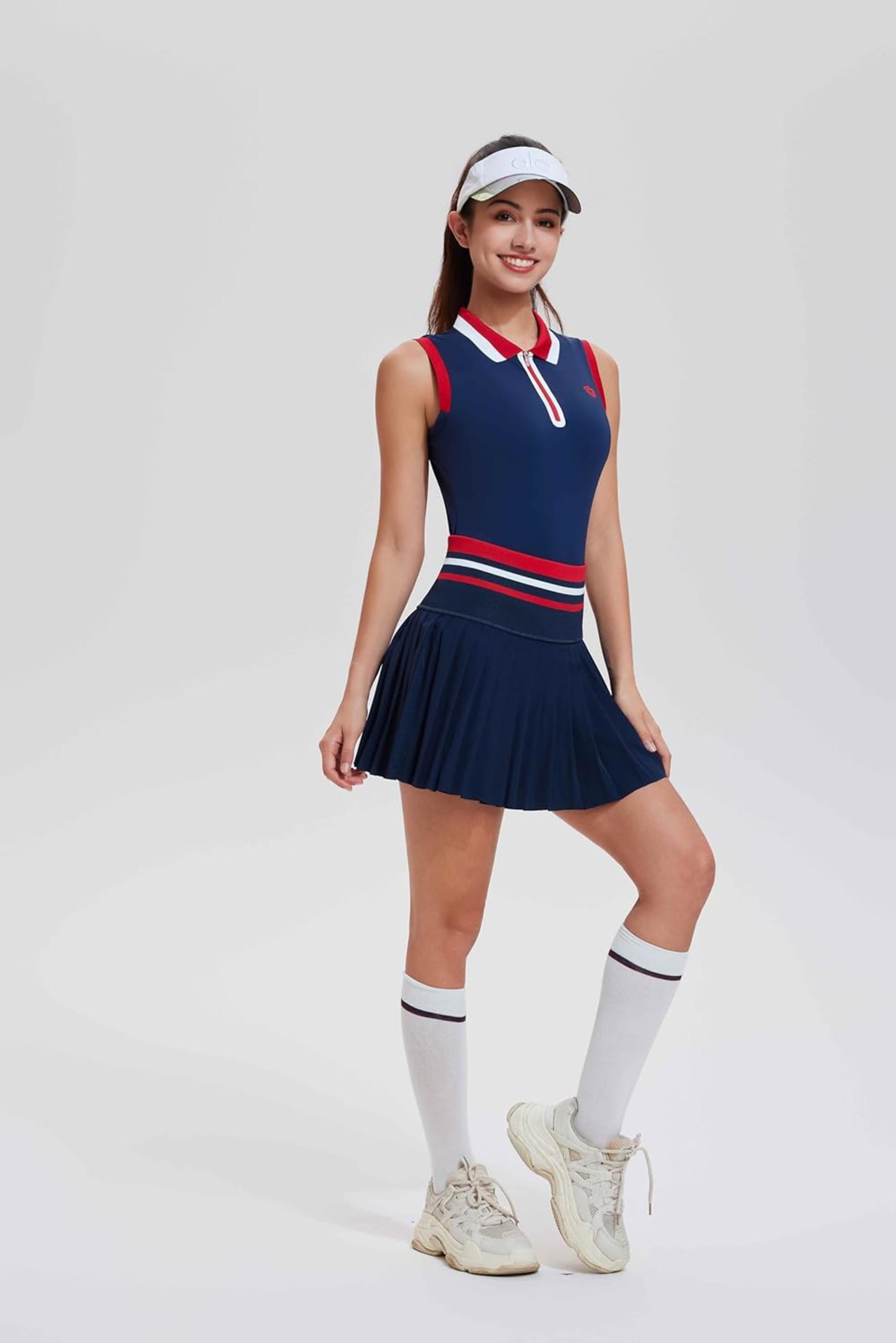 Women's Color Block Tennis Skirt Set - Two Piece Golf Polo Outfit