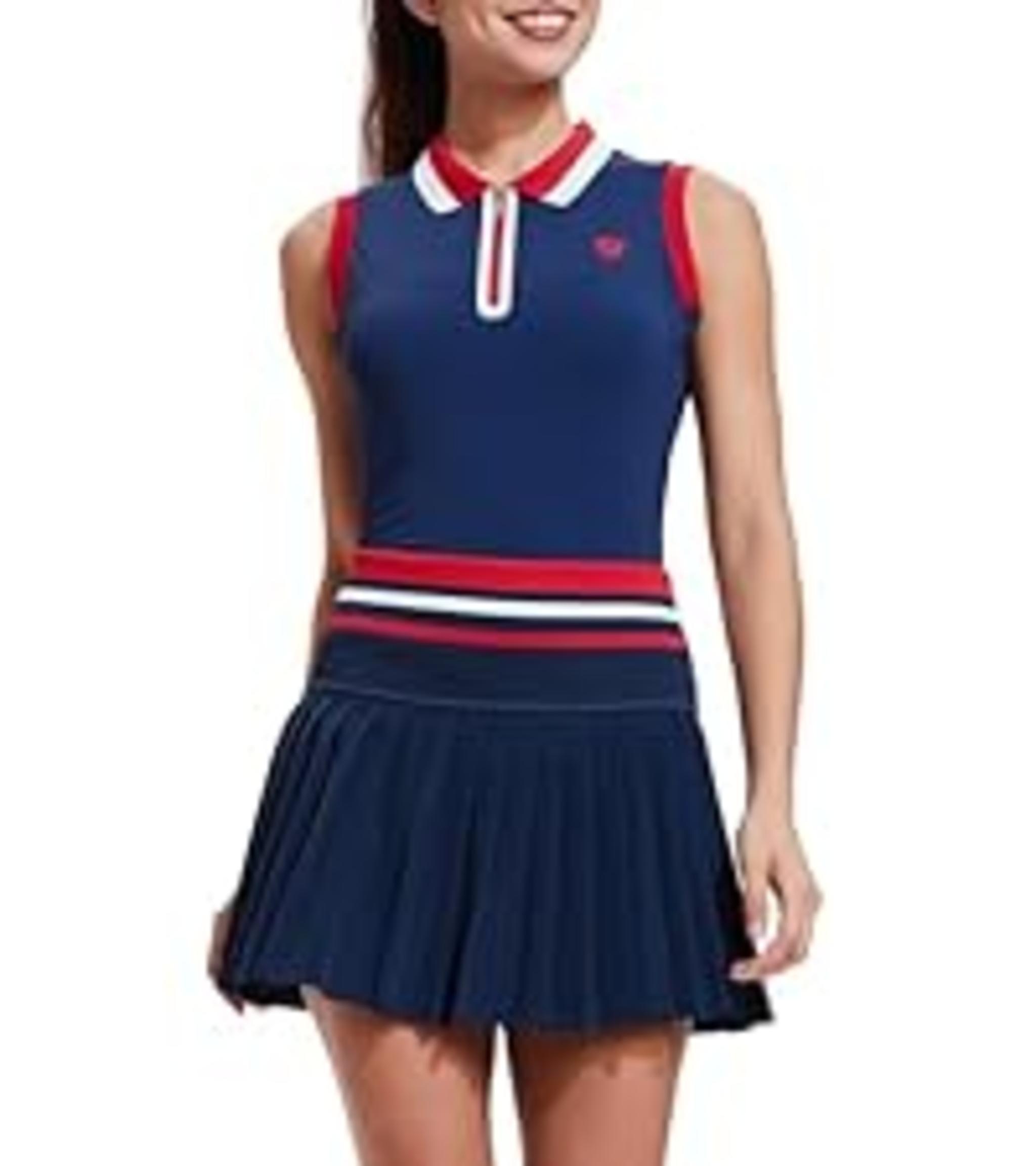 Women's Color Block Tennis Skirt Set - Two Piece Golf Polo Outfit image 15