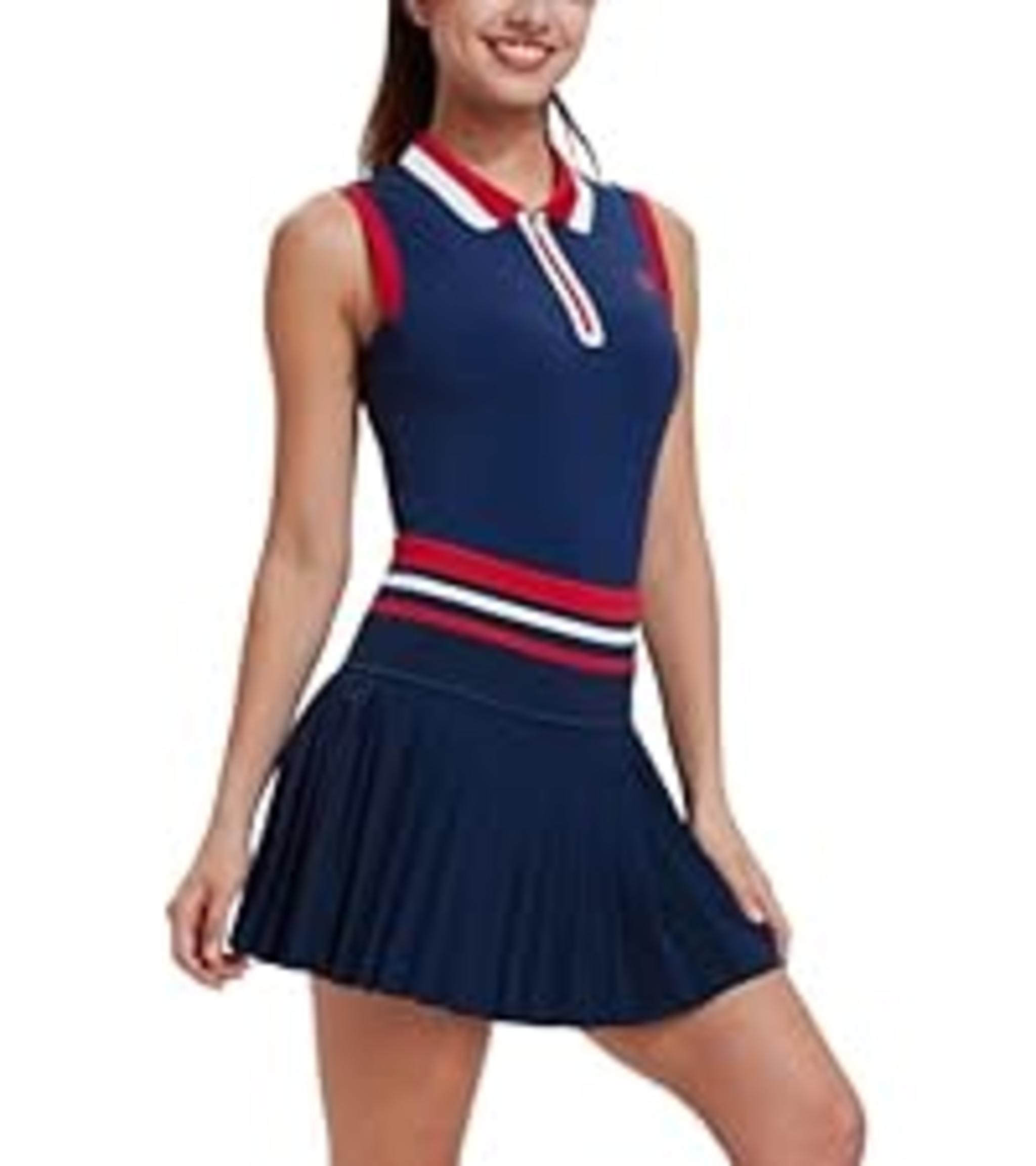 Women's Two Piece Tennis Skirt Set - Double Ruffle Golf Polo Outfit image 20