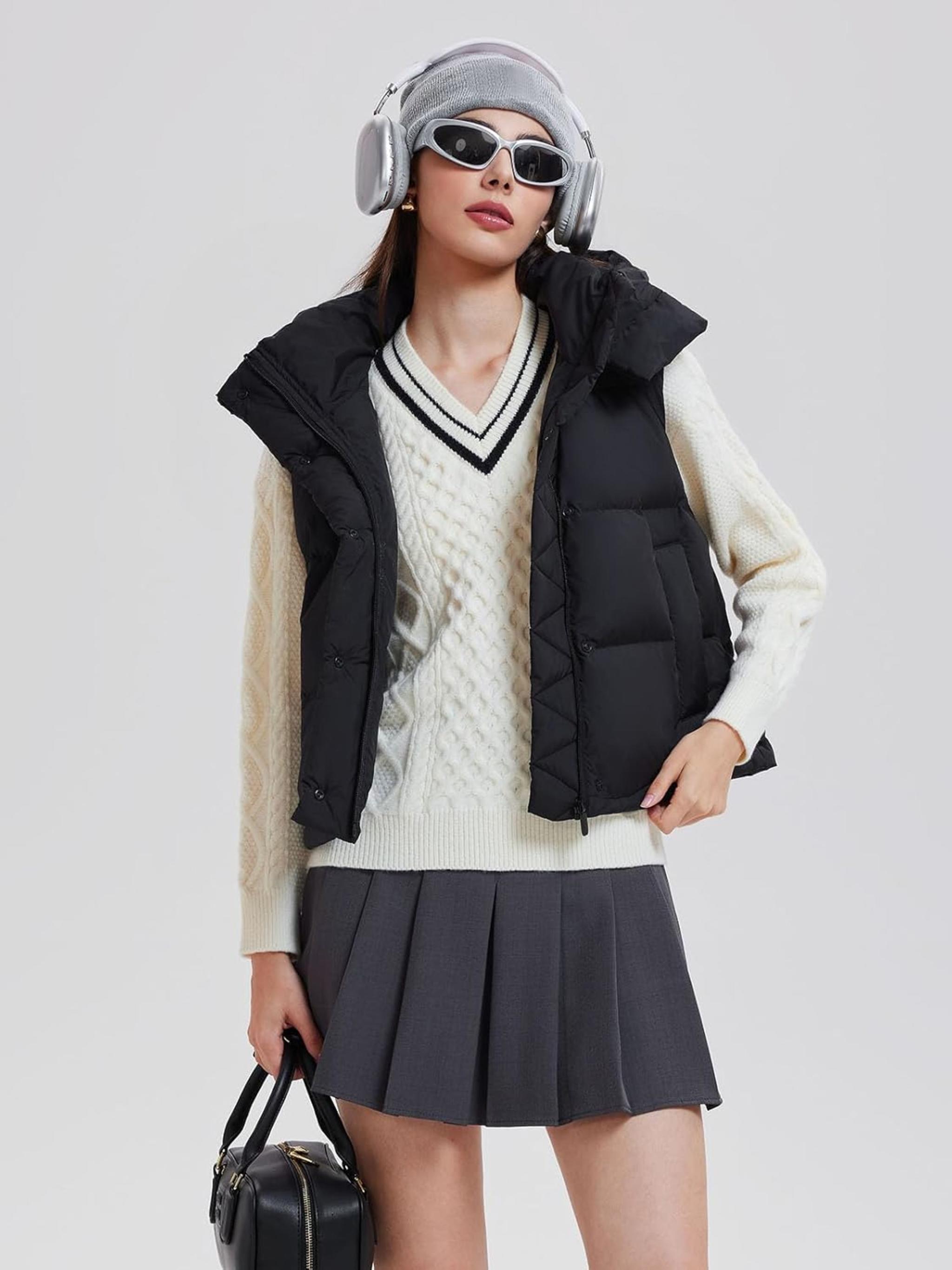 Women's Lightweight 800 Fill Power Goose Down Cropped Puffer Vest