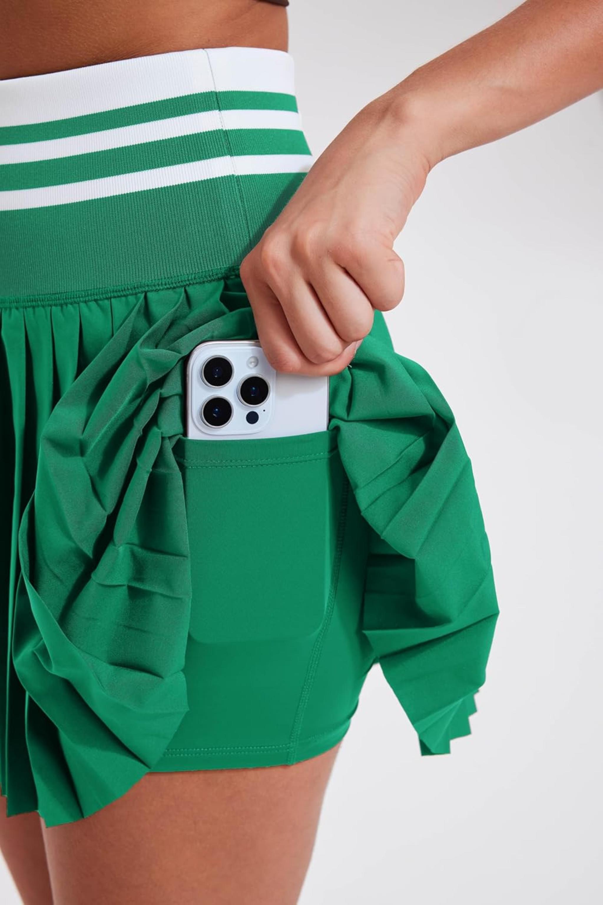 Women's High Waisted Pleated Tennis Skirt with Built-in Shorts