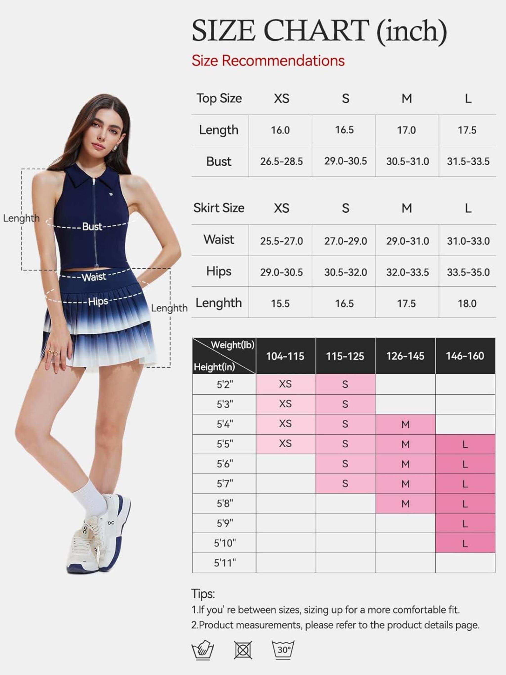 Women's Two Piece Tennis Skirt Set - Double Ruffle Pleated Golf & Pickleball Outfits
