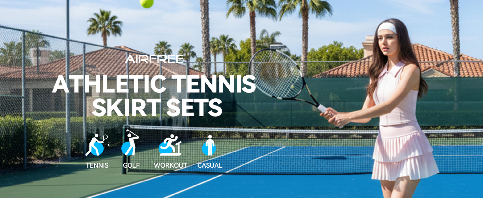 Women's Two Piece Tennis Skirt Set - Double Ruffle Pleated Golf & Pickleball Outfits image 7