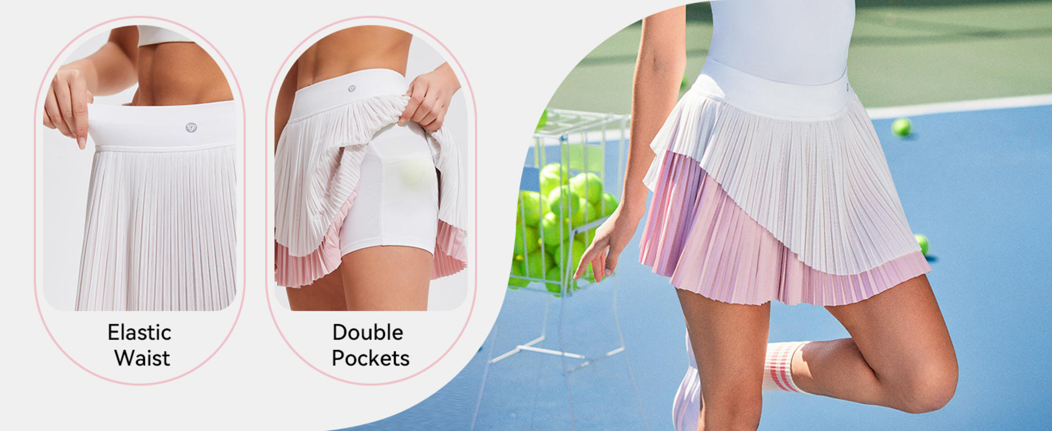 Women's Mock Neck Long Sleeve Top and Pleated Active Skirt Two-Piece Set image 14