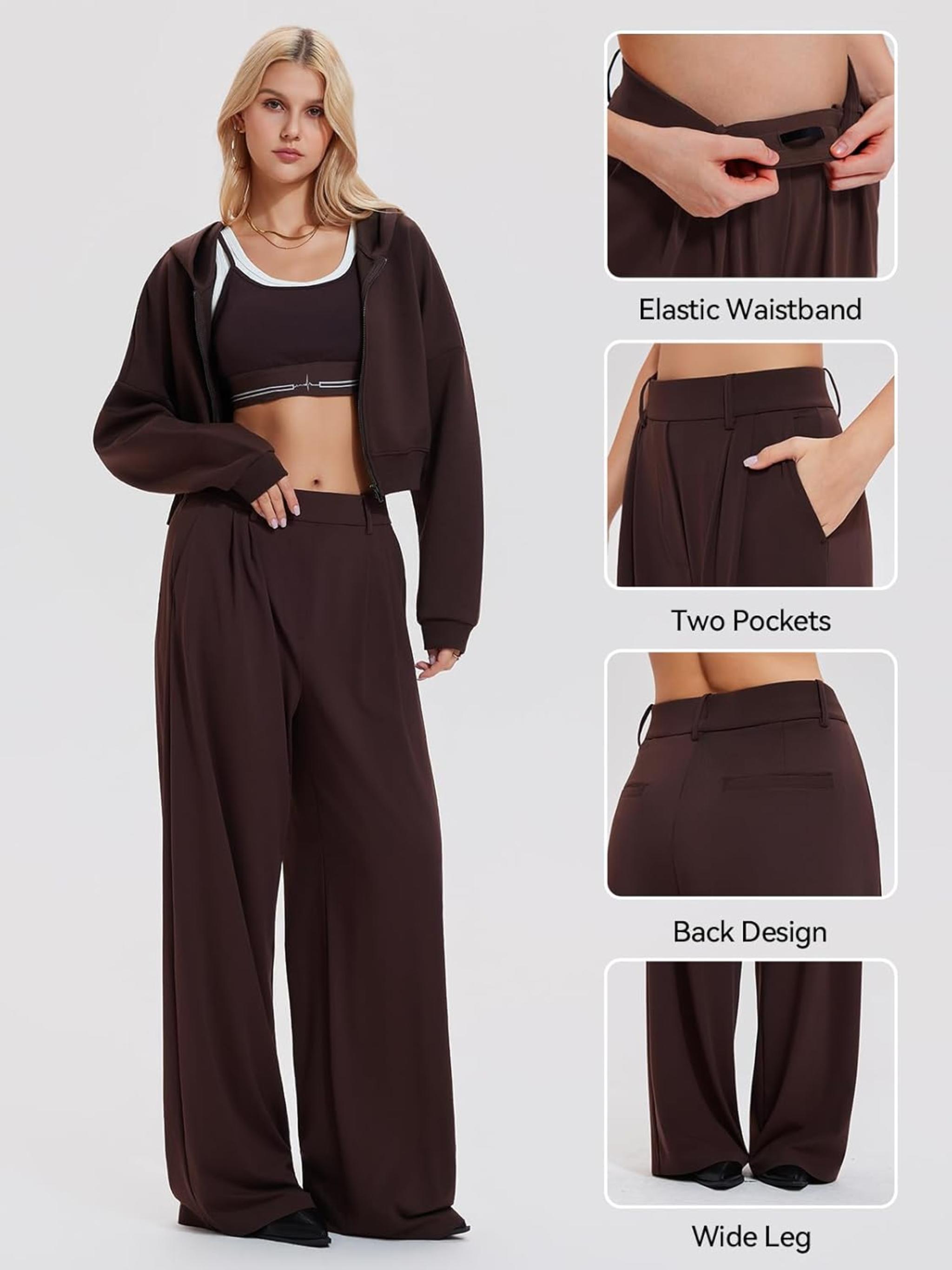 Tall Women's 2 Piece Spring Travel Set: Cropped Hoodie & Wide Leg Pants