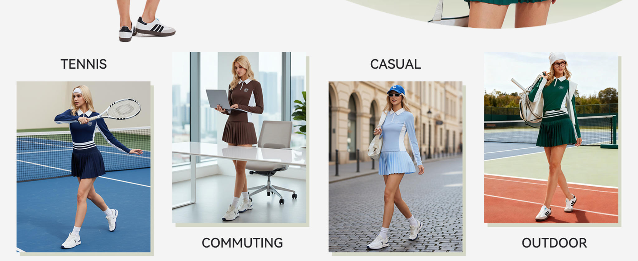 Women's Long Sleeve Color Block Polo and Performance Skirt Two-Piece Set image 10