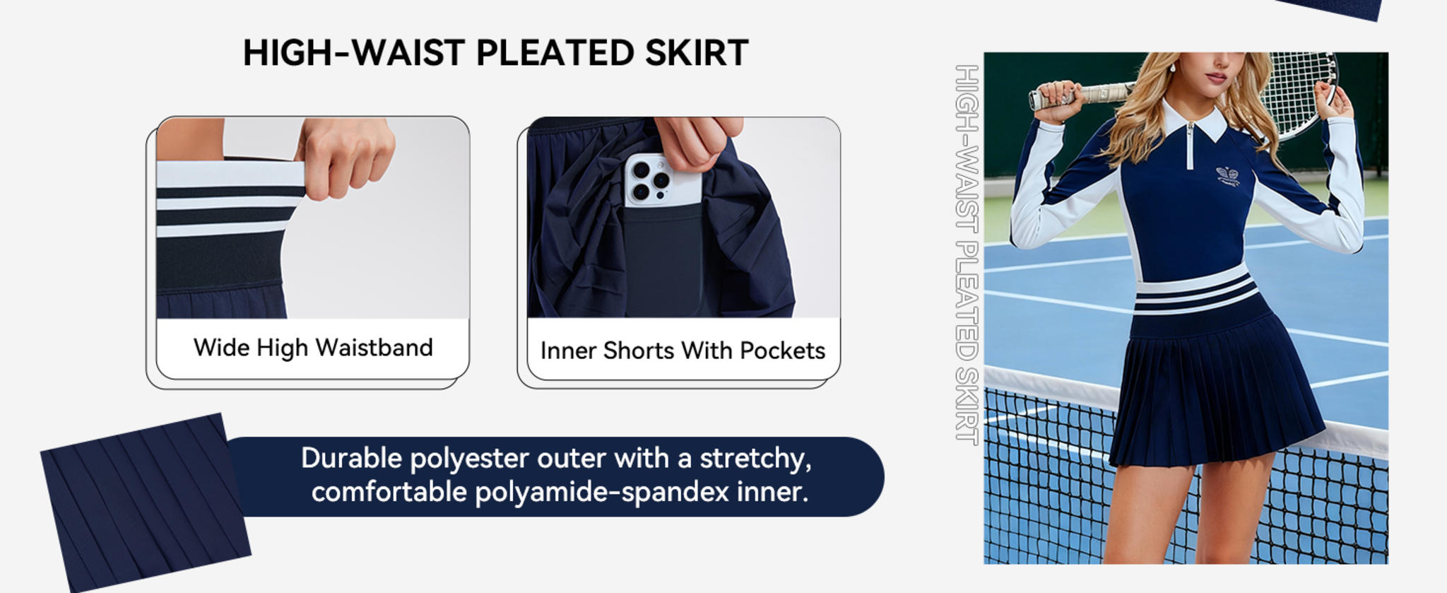 Women's Long Sleeve Color Block Polo and Performance Skirt Two-Piece Set image 13
