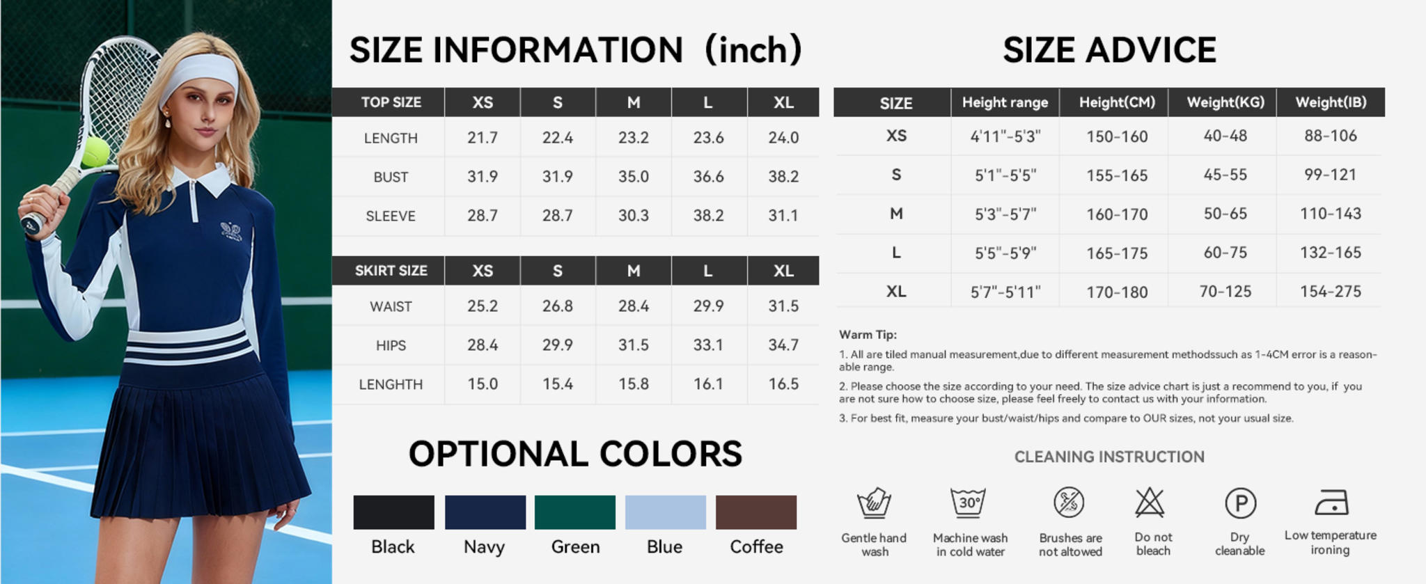 Women's Long Sleeve Color Block Polo and Performance Skirt Two-Piece Set image 15