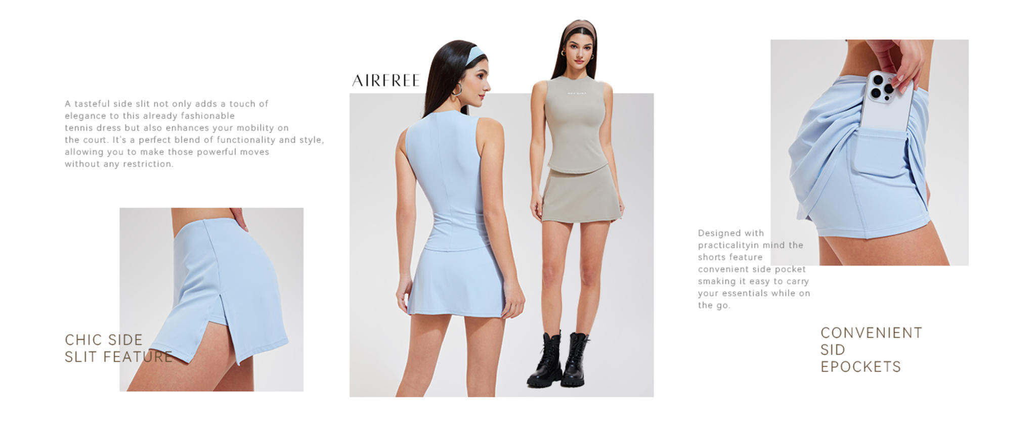 Women's Two Piece Athletic Tennis Skirt and Sleeveless Top Set image 8